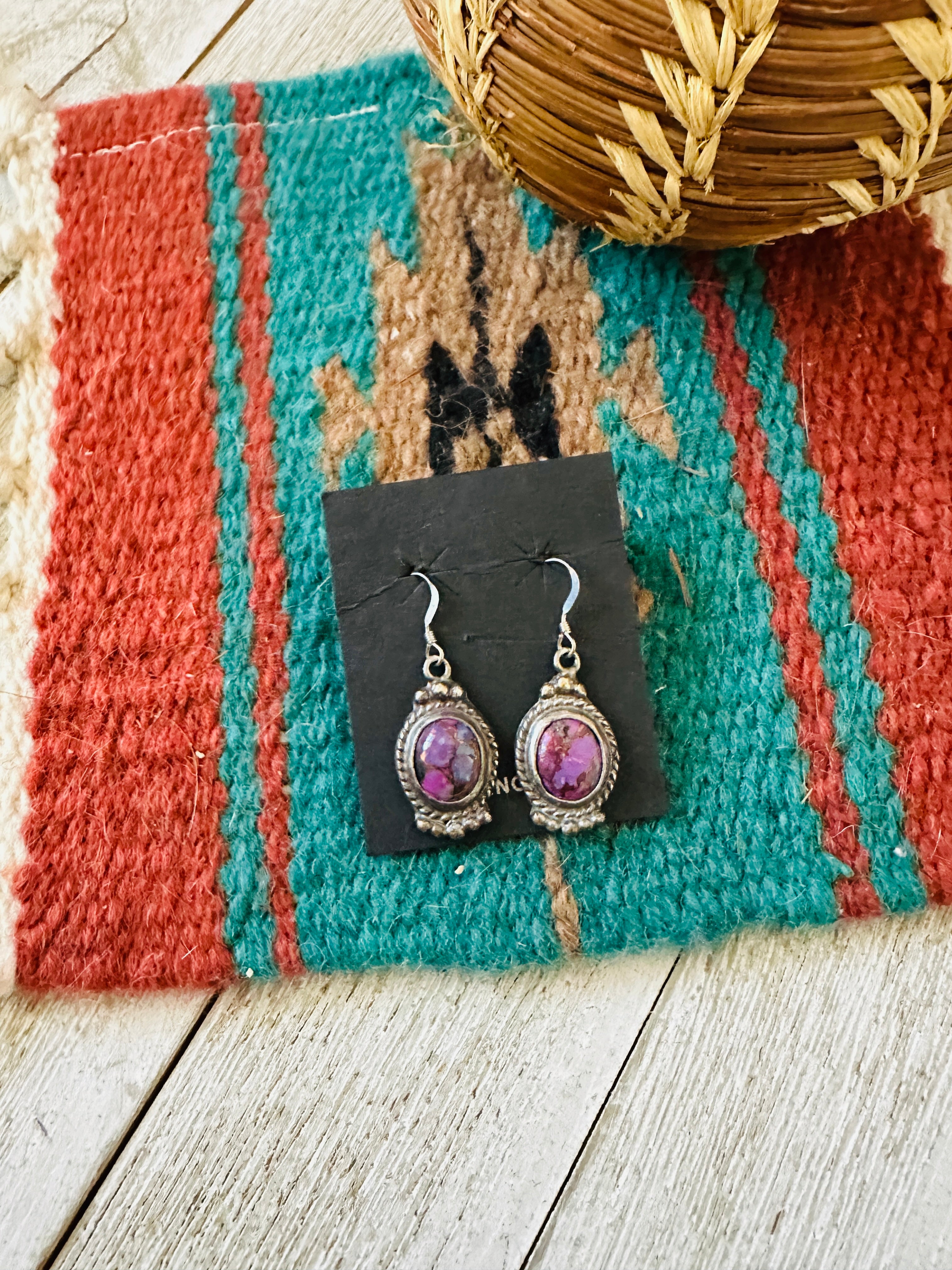 Handcrafted Sterling Silver & Purple Mojave Dangle Earrings