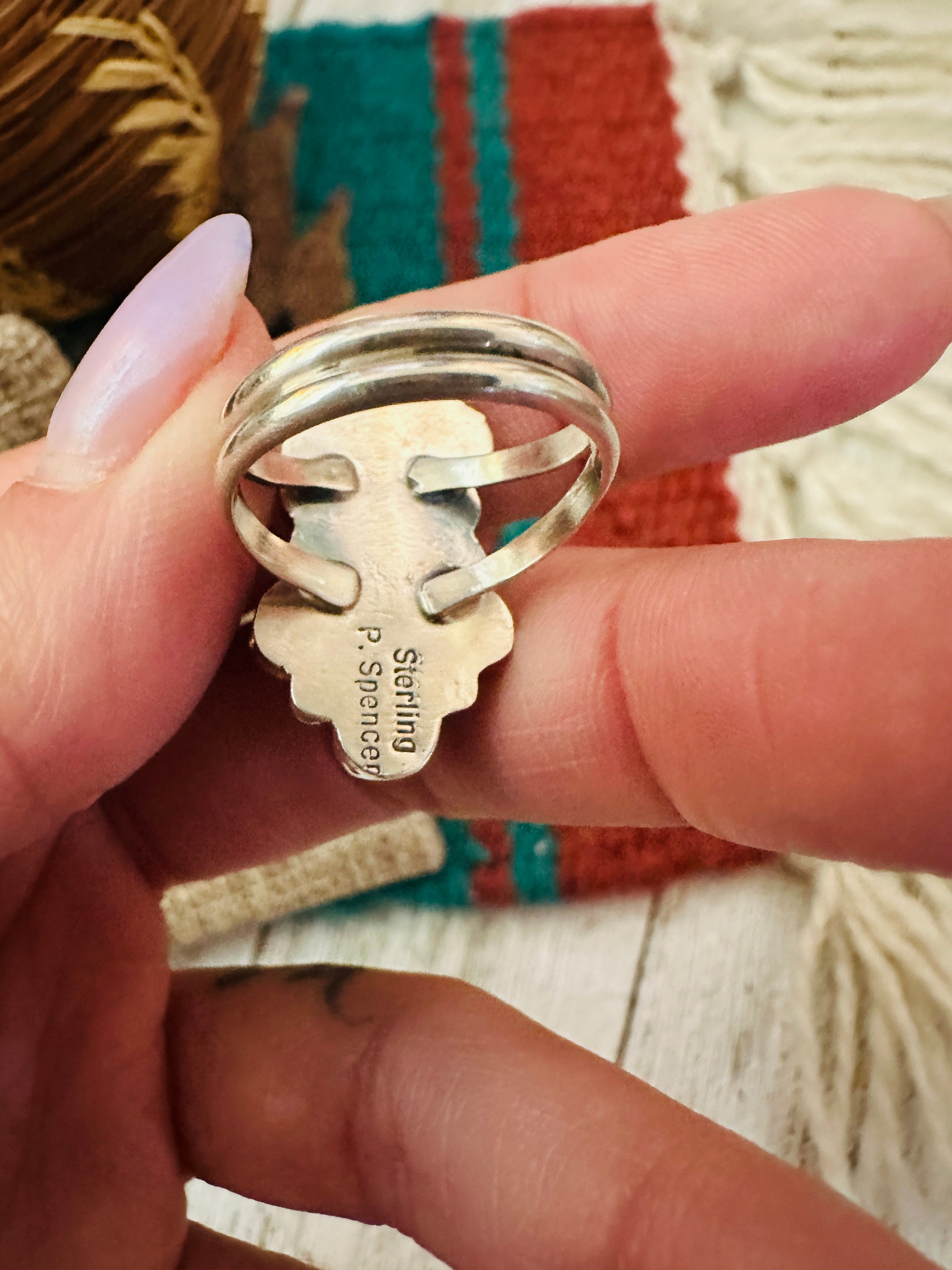 Handcrafted Turquoise, Queen Pink Conch & Sterling Silver Ring