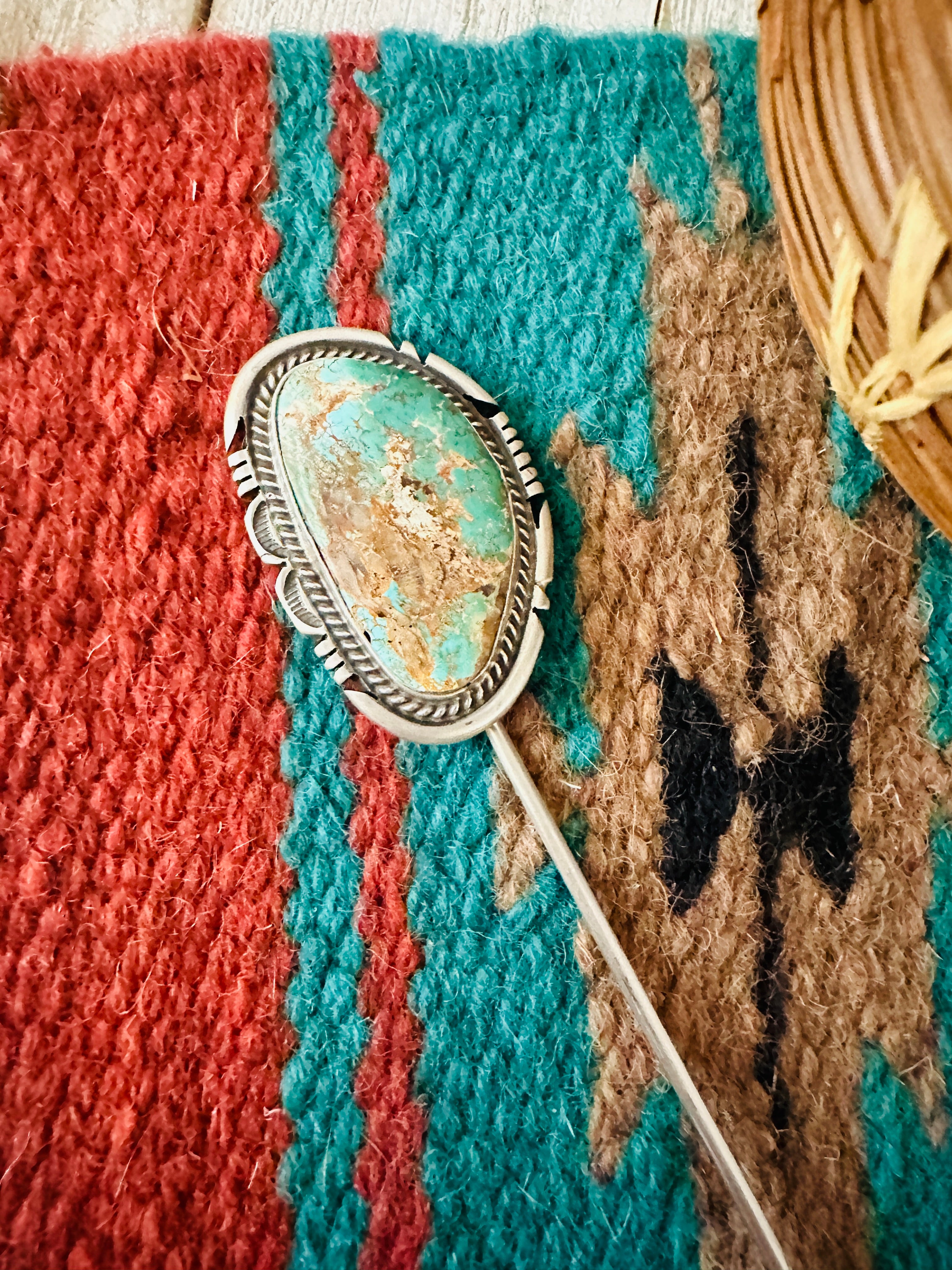 Handcrafted Turquoise & Sterling Silver Hair Pin