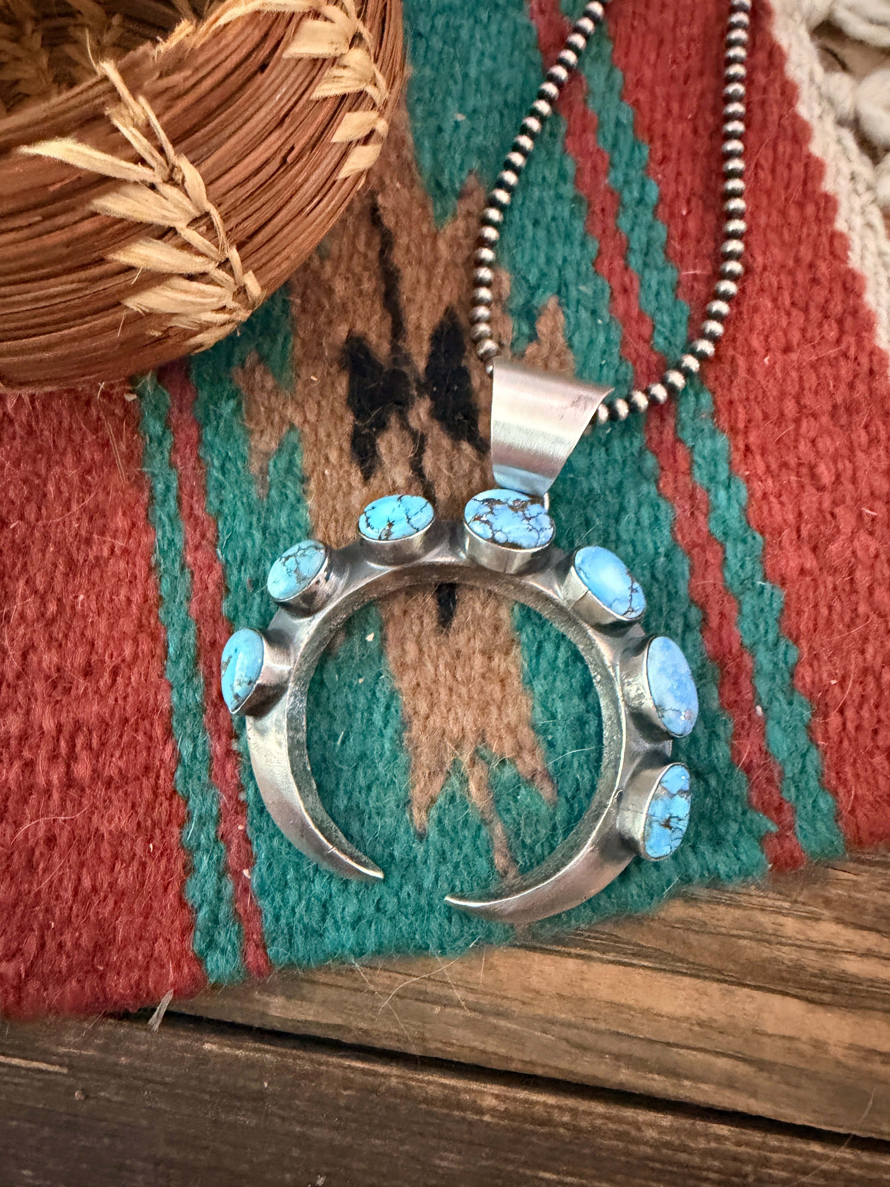 Handcrafted Sterling Silver & Golden Hills Turquoise Naja Pendant by Chimney Butte