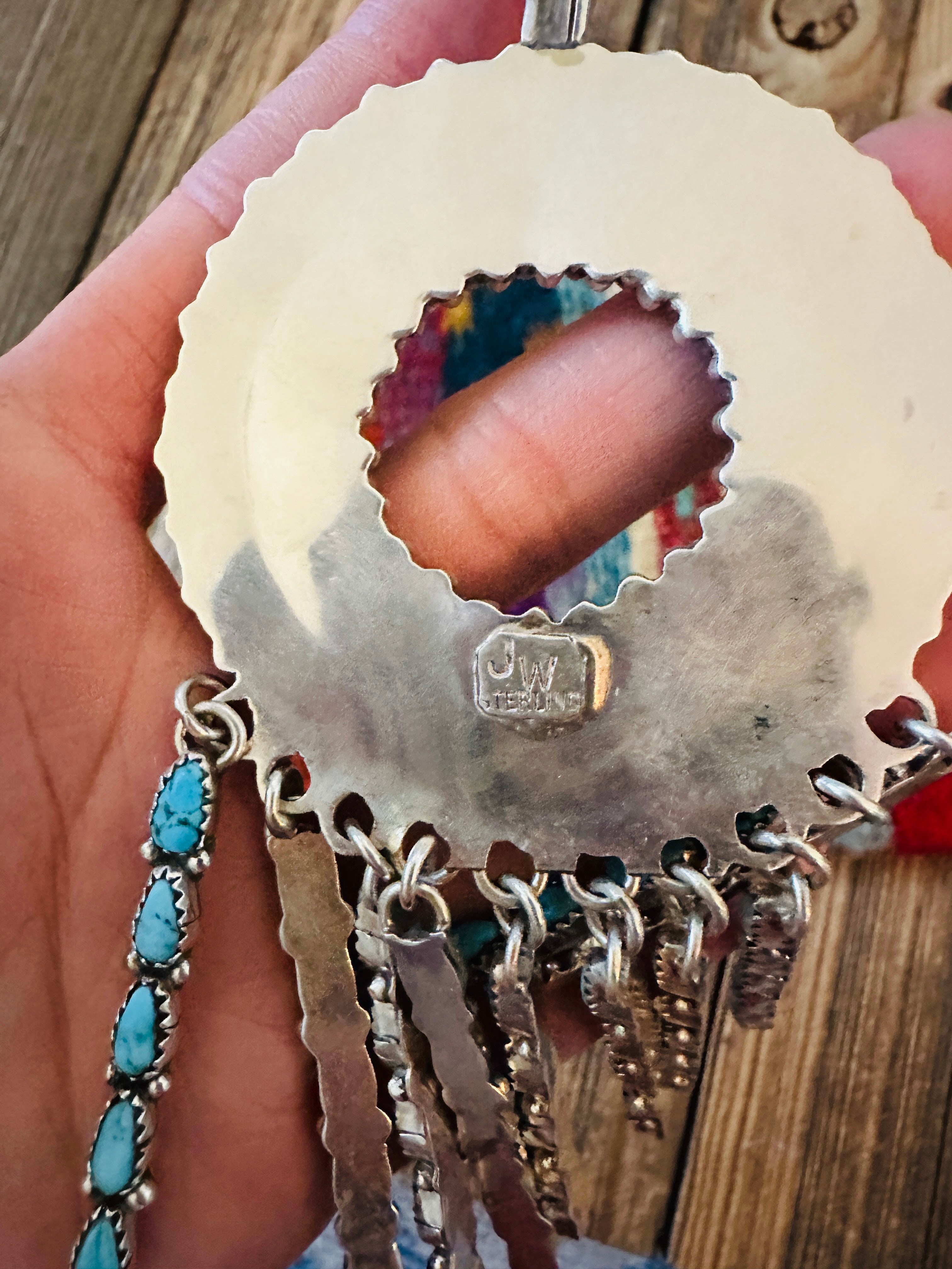 Handcrafted Sterling Silver & Turquoise Cluster Tassel Pendant by Juliana Williams