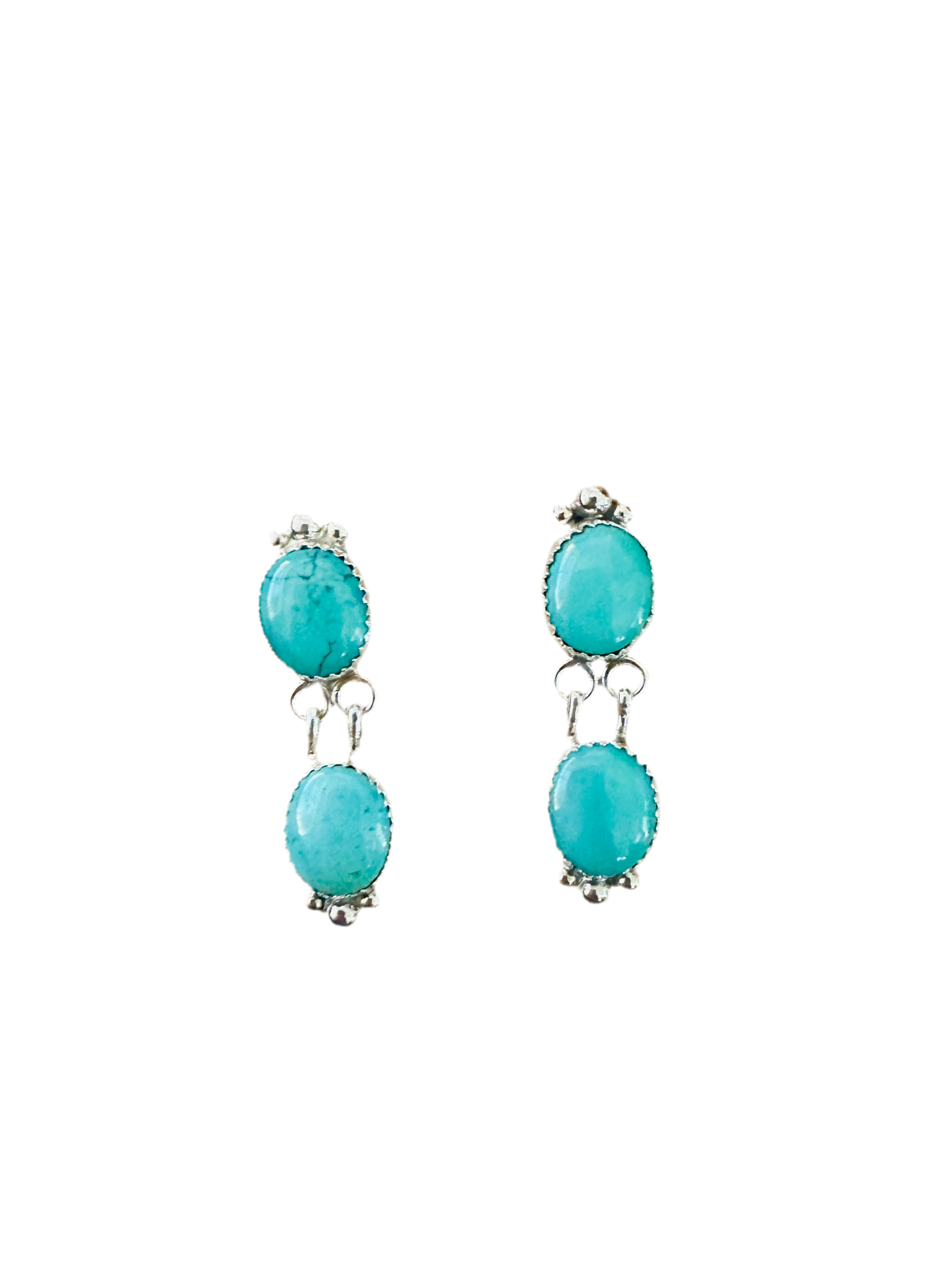 Navajo Turquoise & Sterling Silver Dangle Earrings
