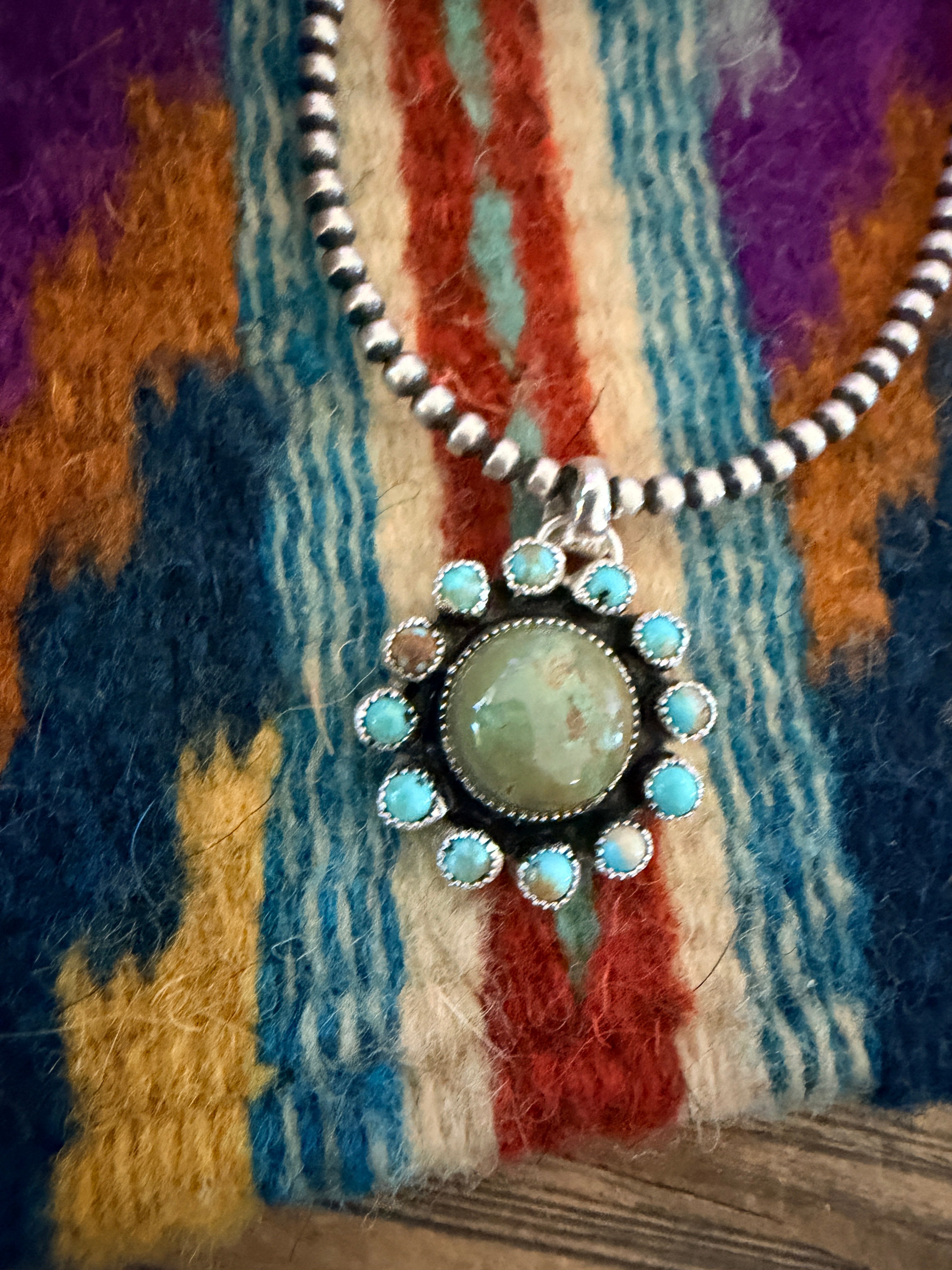Handcrafted Sterling Silver & Turquoise Cluster Pendant