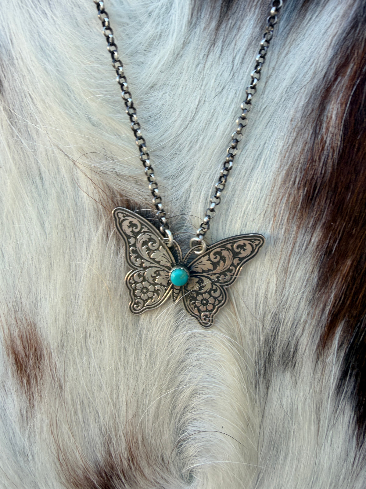 Handmade Sterling Silver & Turquoise Butterfly Necklace