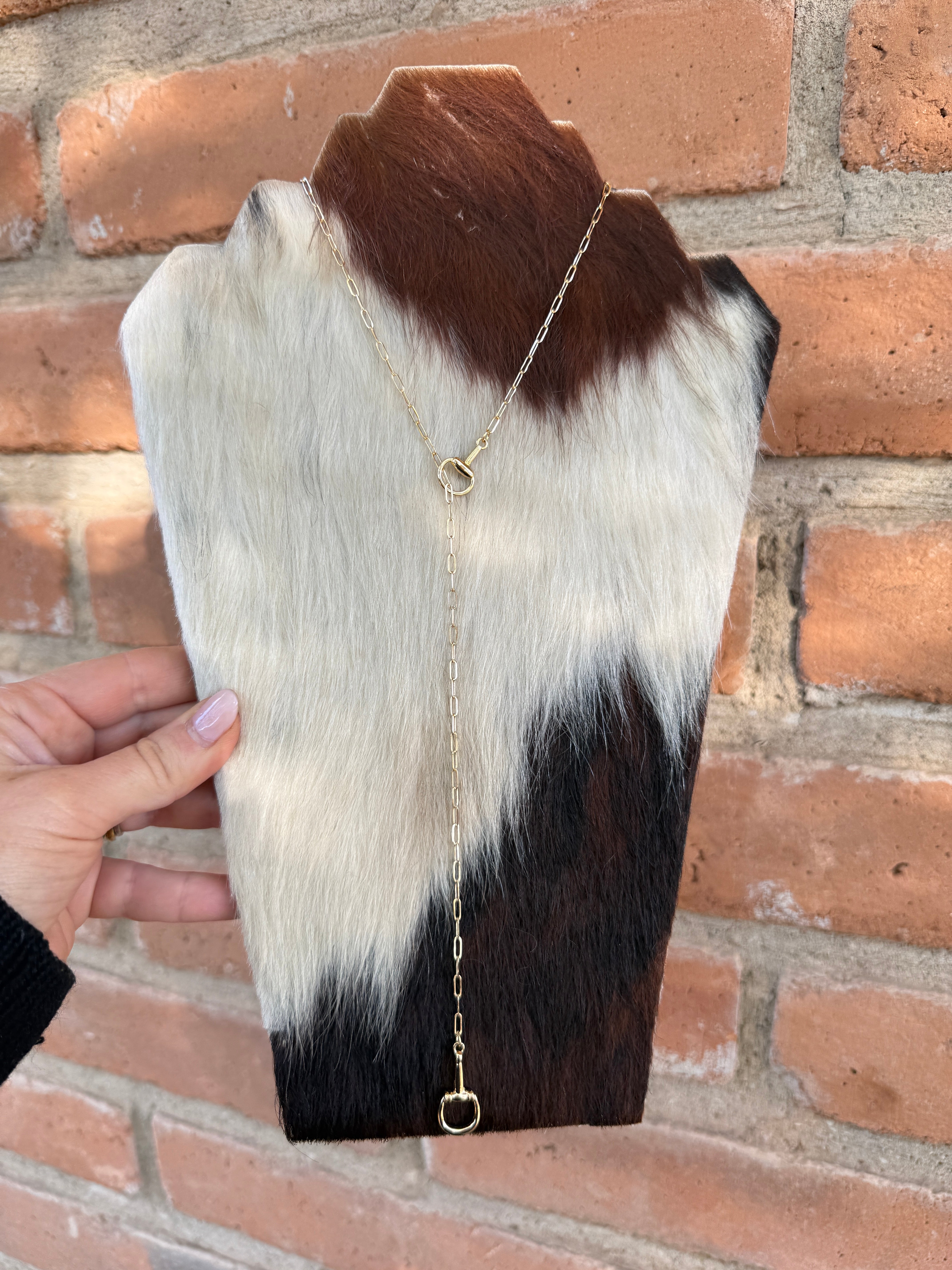 “The Golden Collection” Handmade Gold Plated Chain Link HORSE BIT Y Necklace