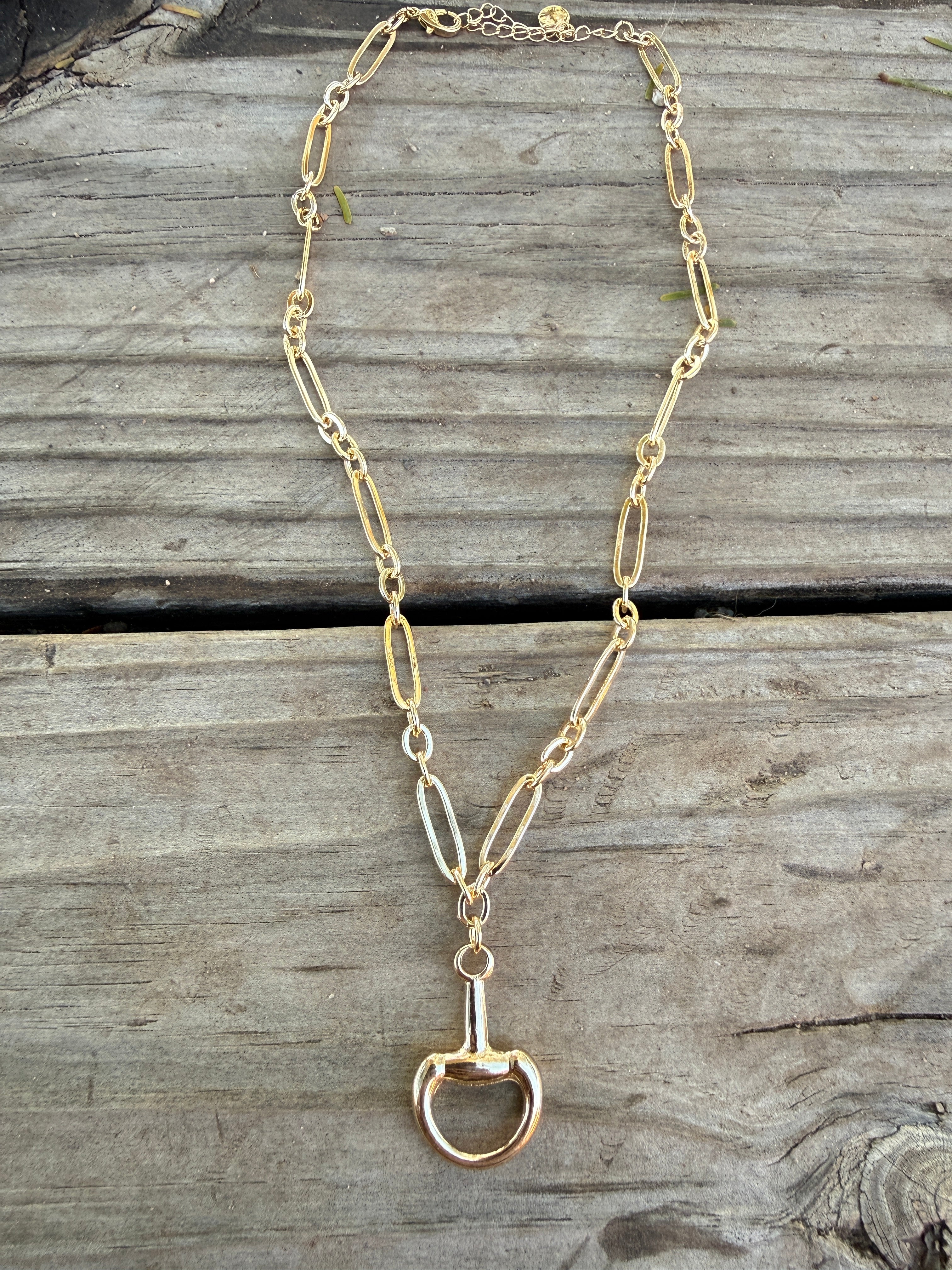 “The Golden Collection” Handmade Gold Plated Chain HORSE BIT Necklace