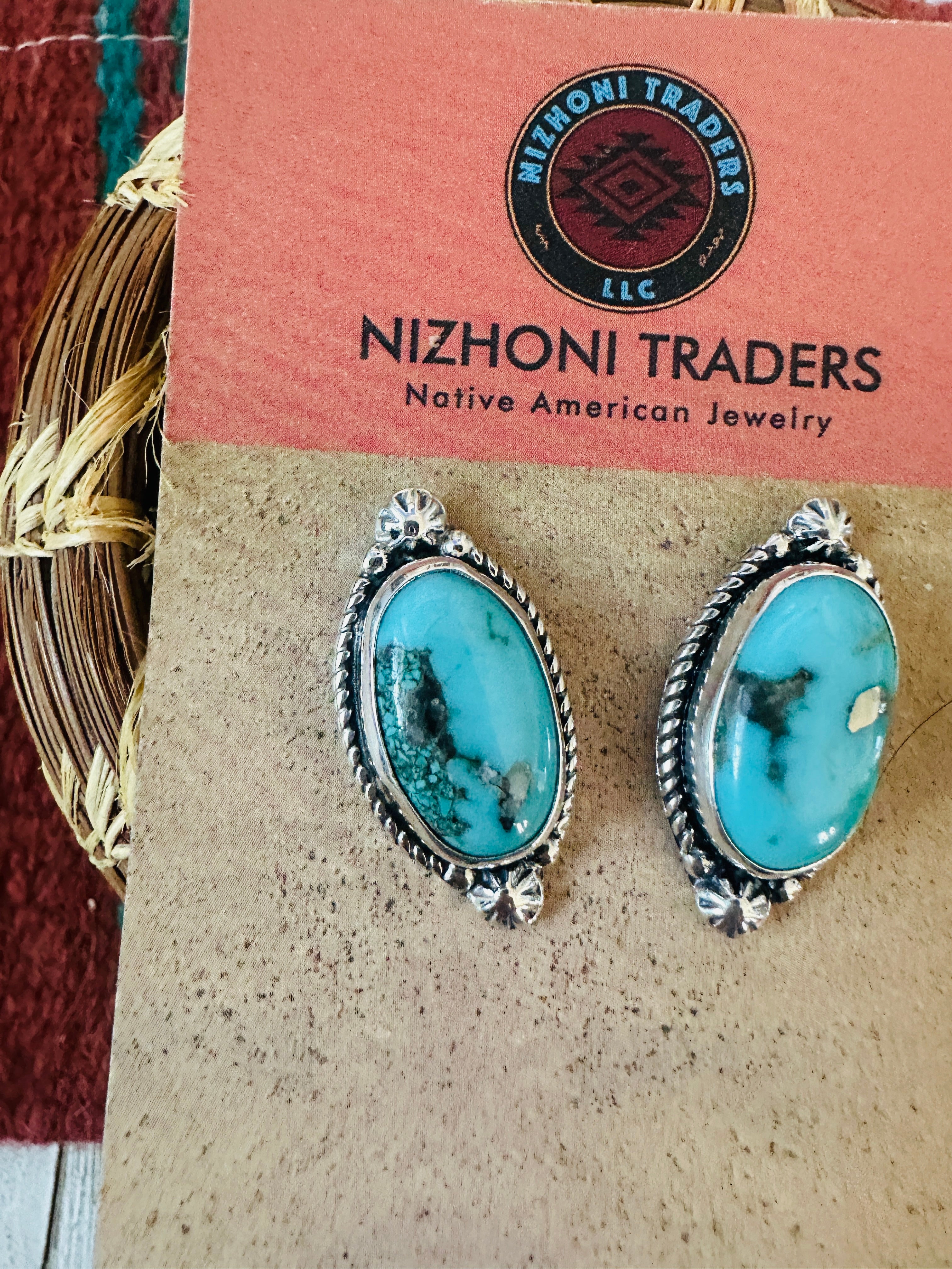 Handcrafted Sterling Silver & Turquoise Post Earrings