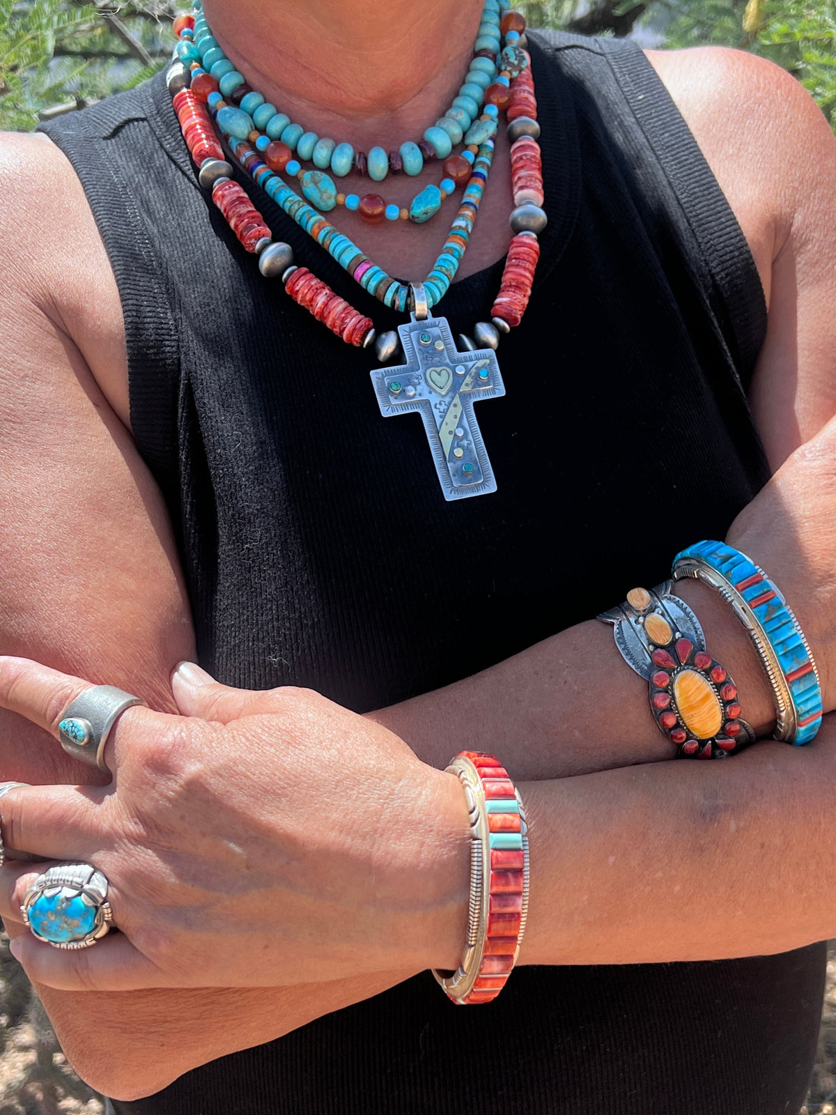 Estate Collection Graduated Number 8 Turquoise and Purple Spiny Oyster Beaded Rondelle Necklace, 16-5/8”