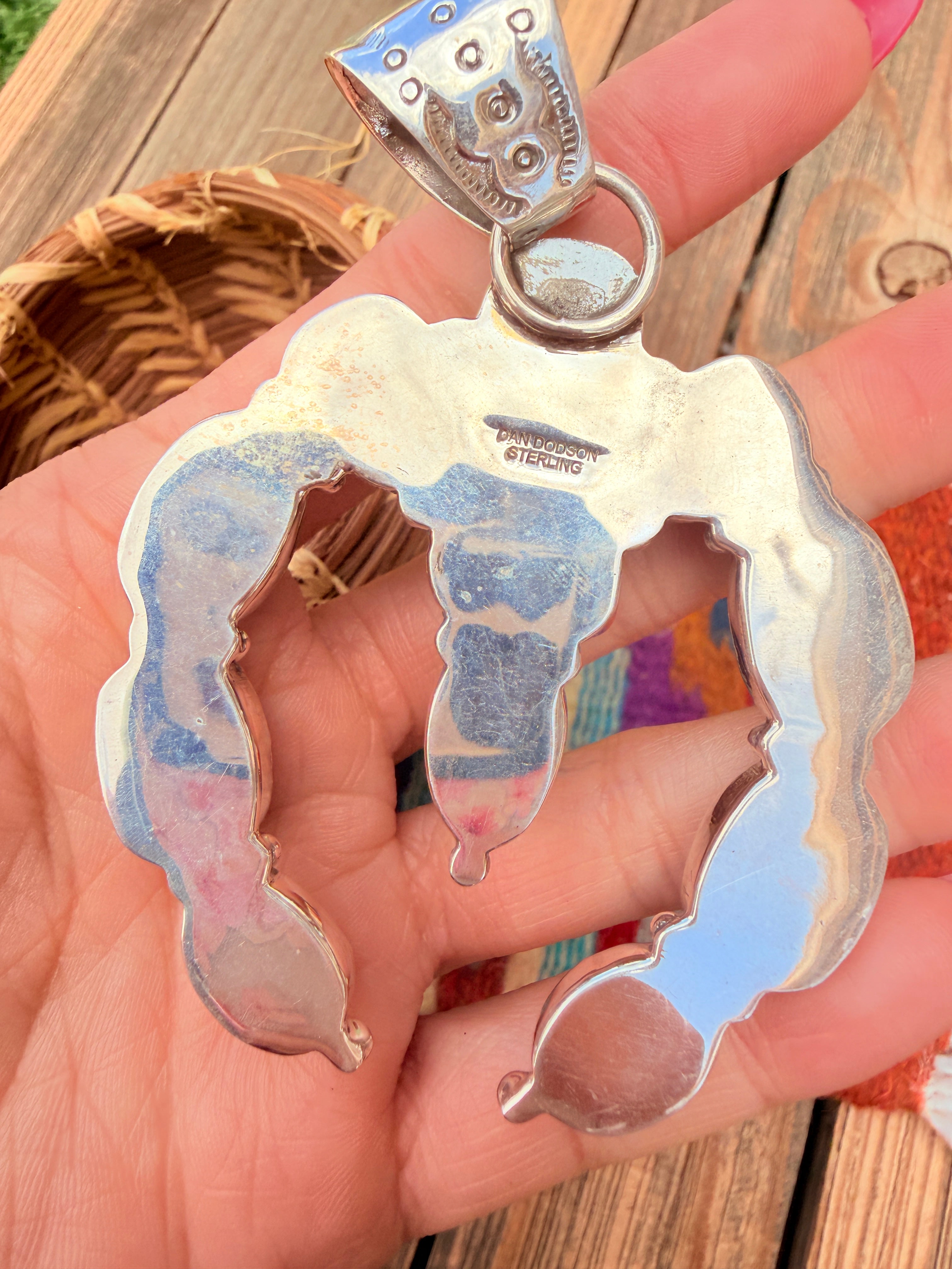 Handmade Sterling Silver Turquoie Naja Pendant By Dan Dodson larger style