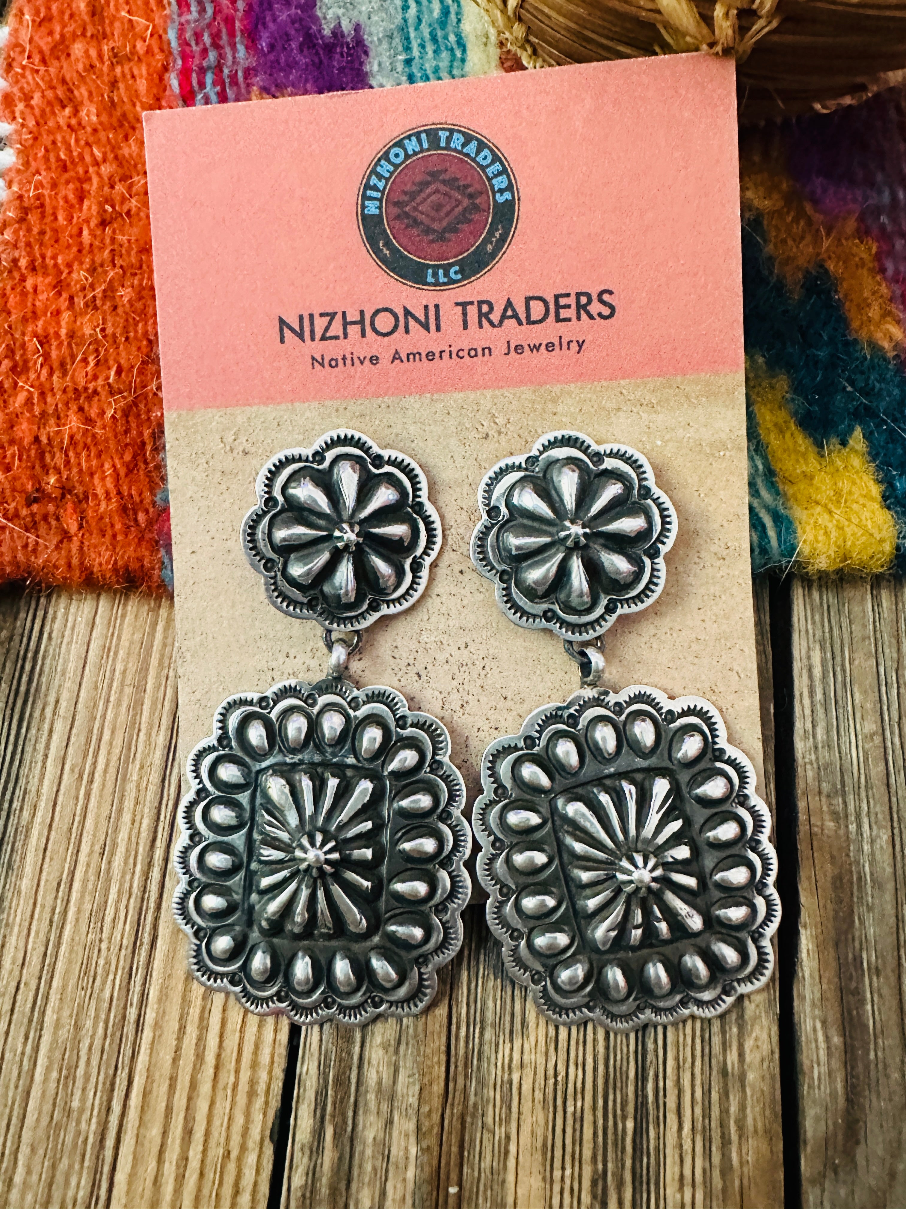 Handcrafted Sterling Silver Concho Dangle Earrings