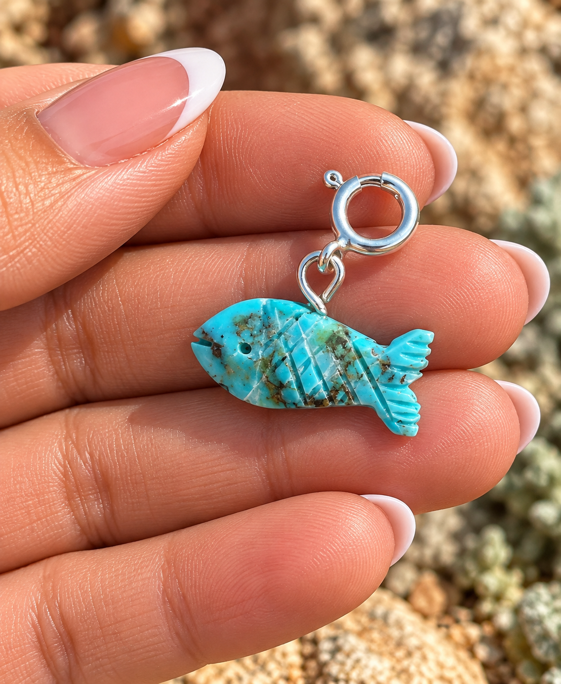 Handcrafted Turquoise Fish Charm