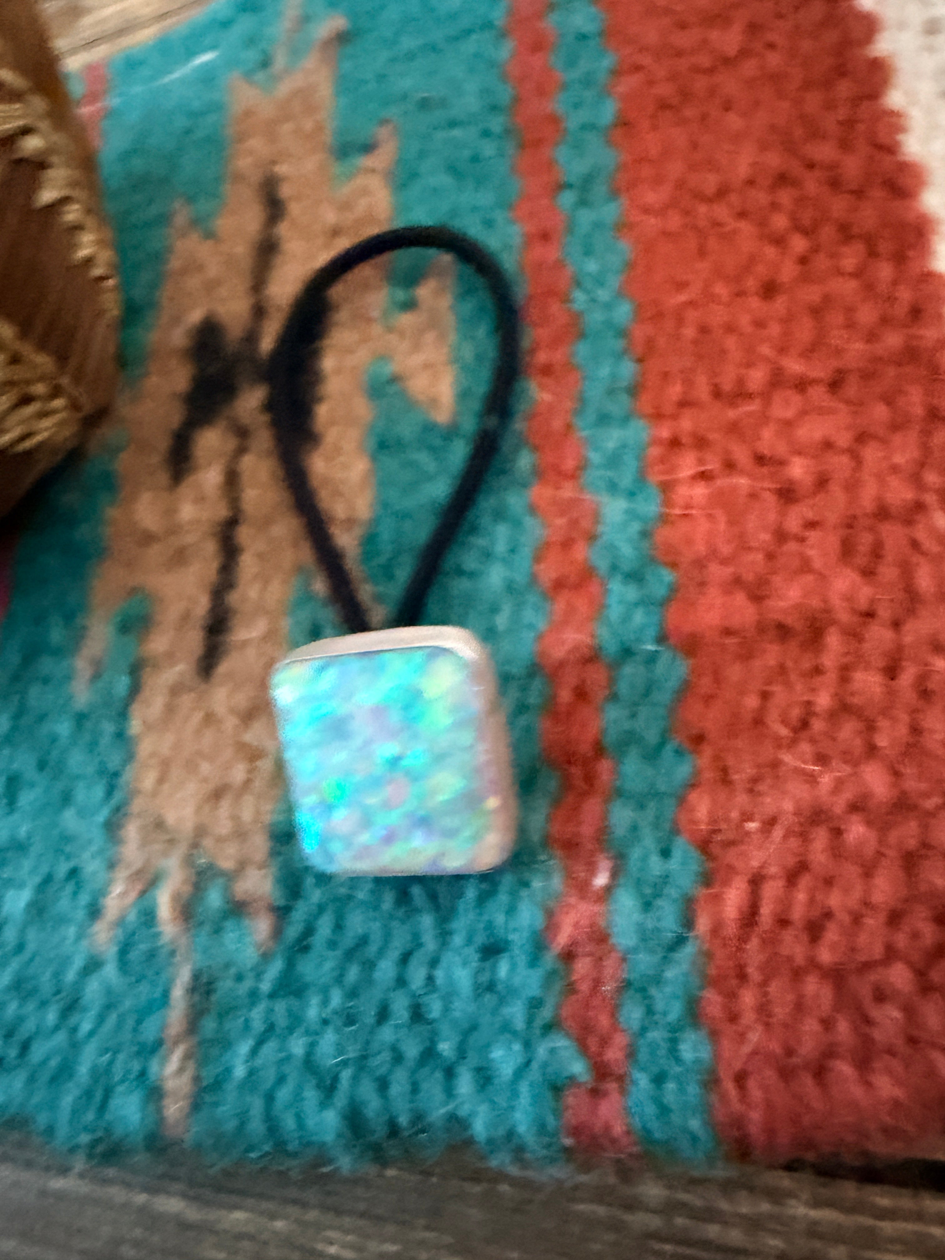 Handcrafted Opal & Sterling Silver Hair Tie
