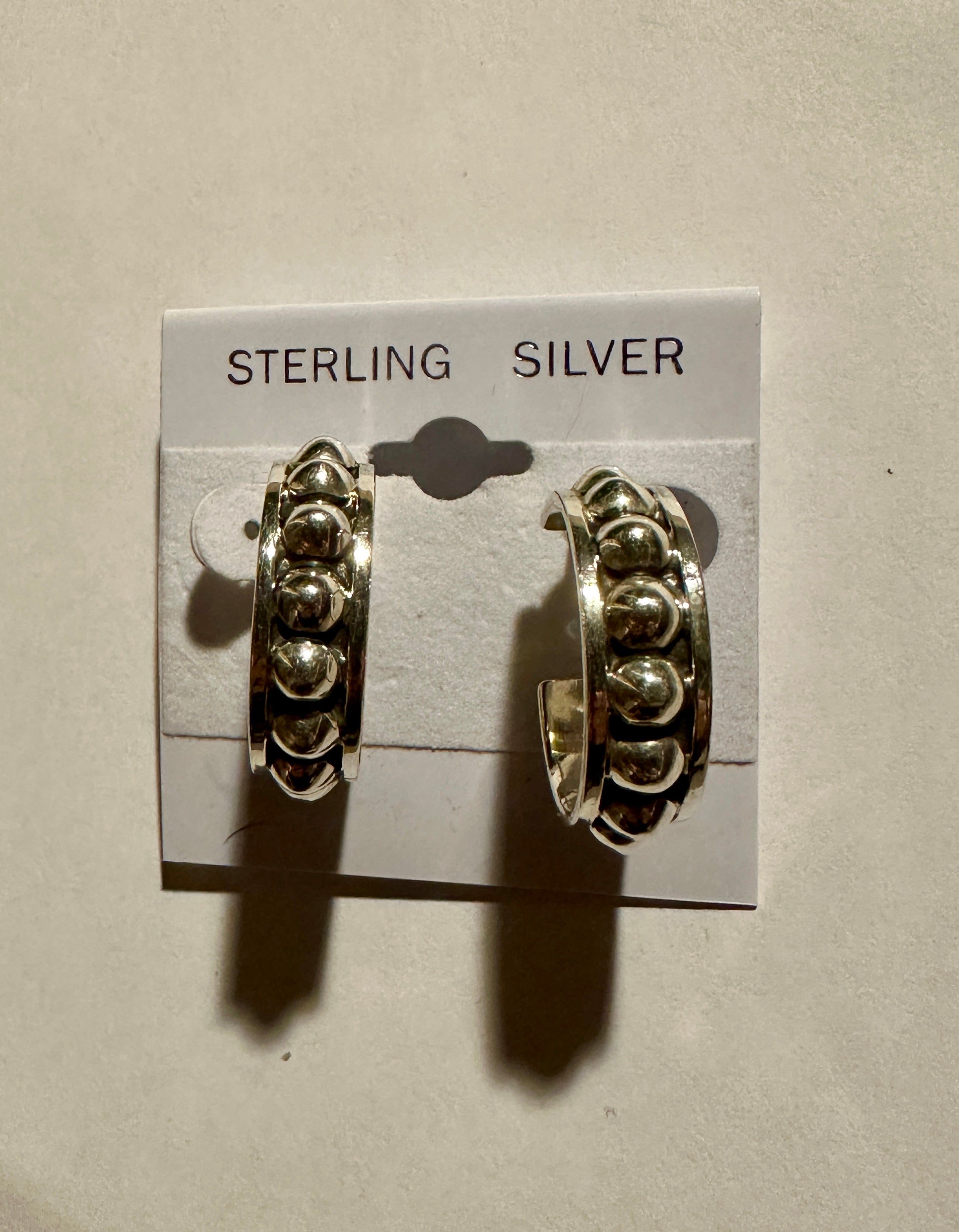 Vintage Sterling Silver Hoops w/ Beads