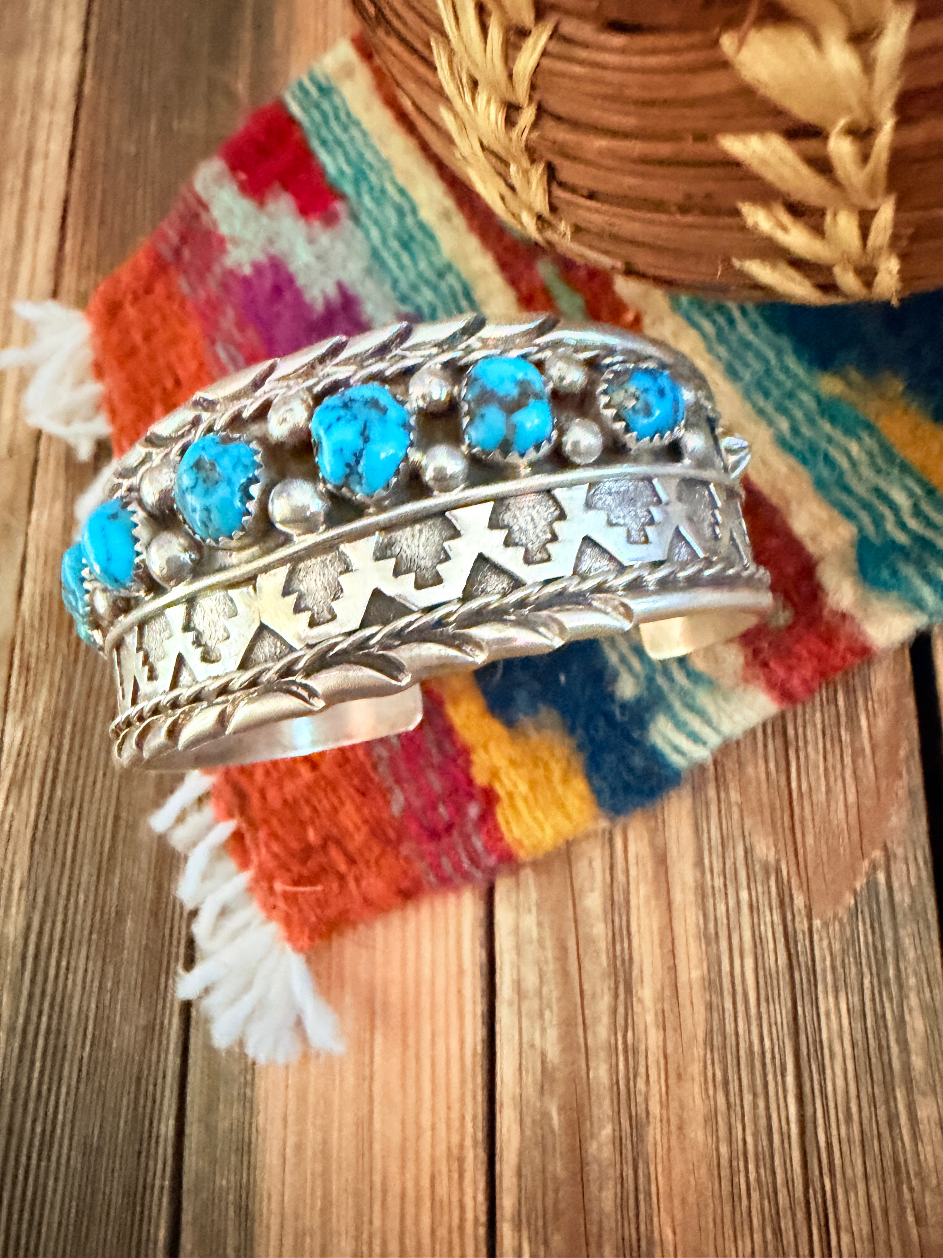 Handcrafted Kingman Turquoise & Sterling Silver Cuff Bracelet