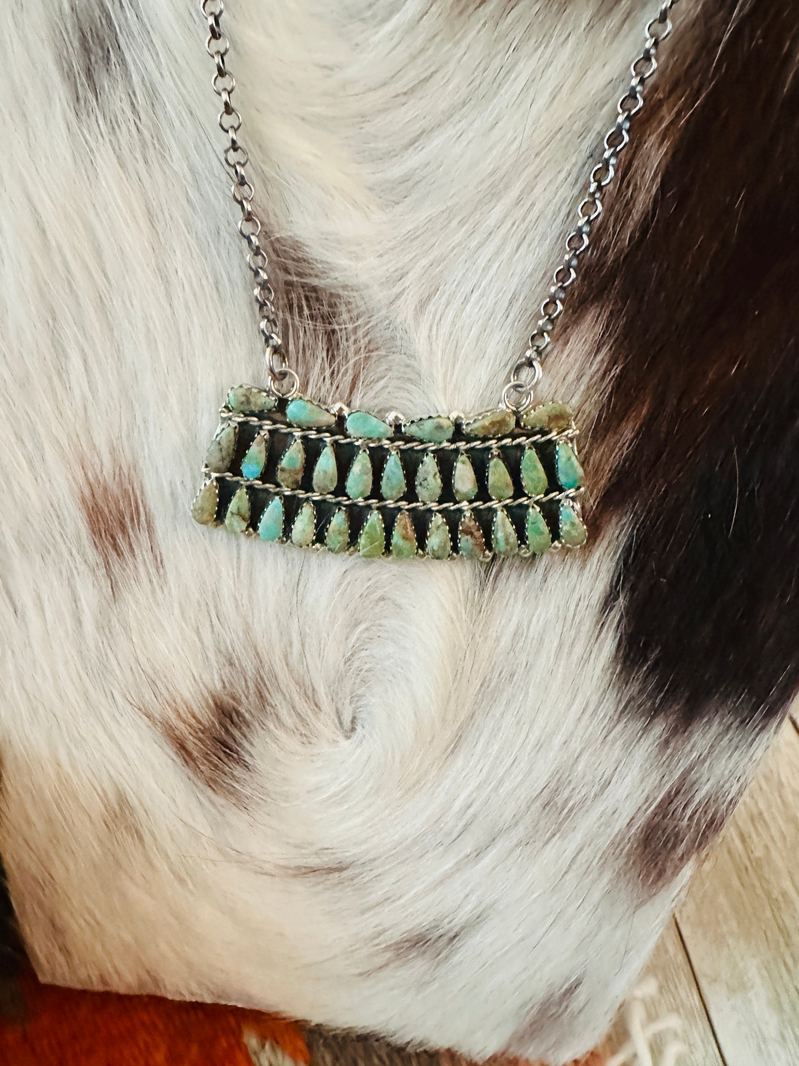 Handcrafted Sterling Silver & Turquoise Cluster Necklace