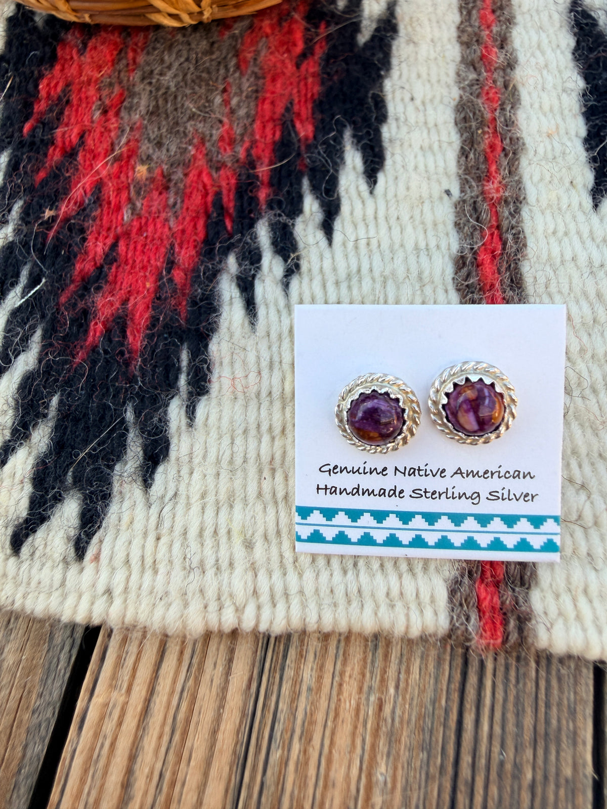 Handcrafted Purple Mojave & Sterling Silver Stud Earrings
