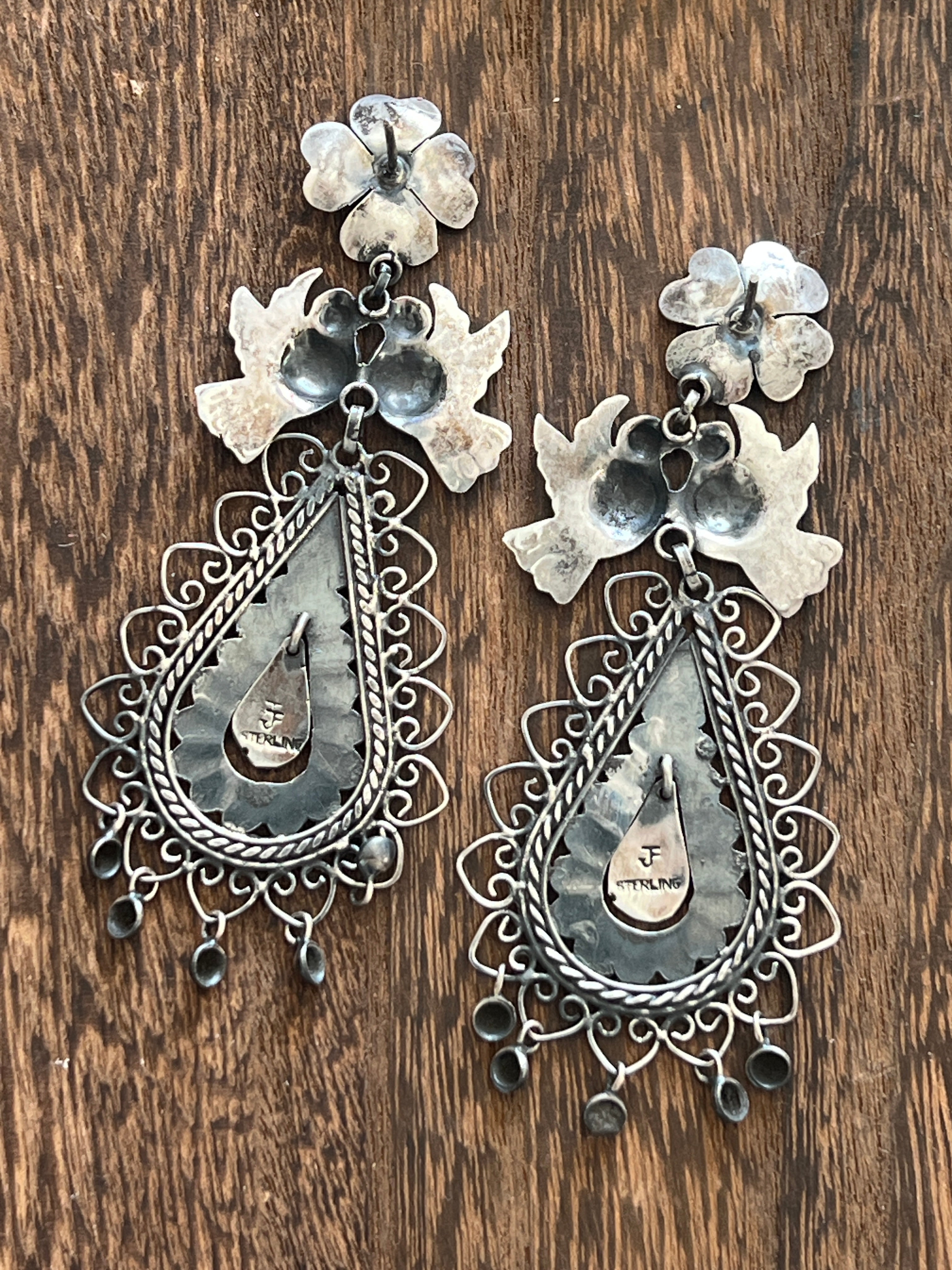 Federico Jimenez Sterling Silver Mexican Wedding Style Earrings, Paloma