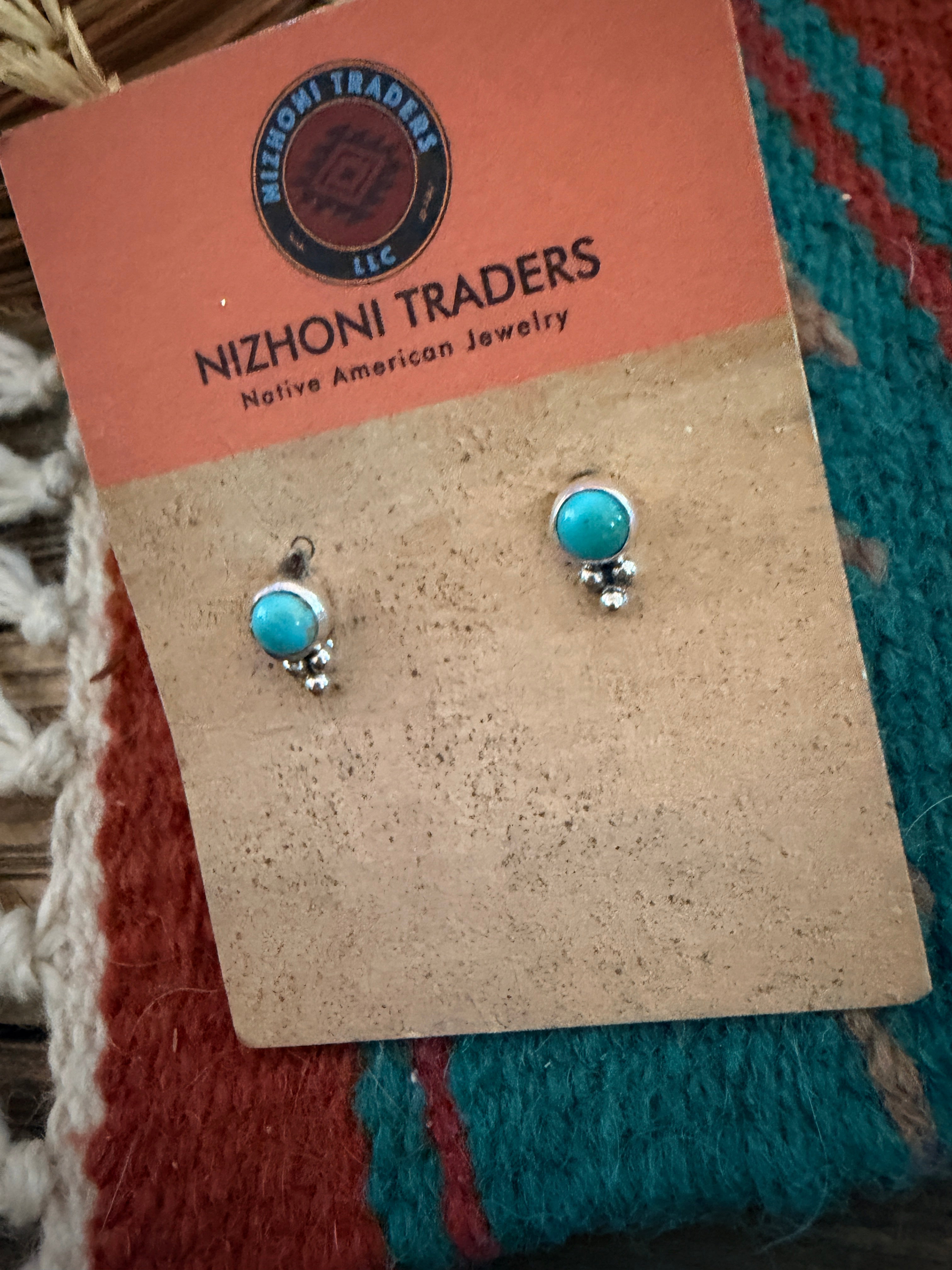 Handcrafted Turquoise & Sterling Silver Stud Earrings