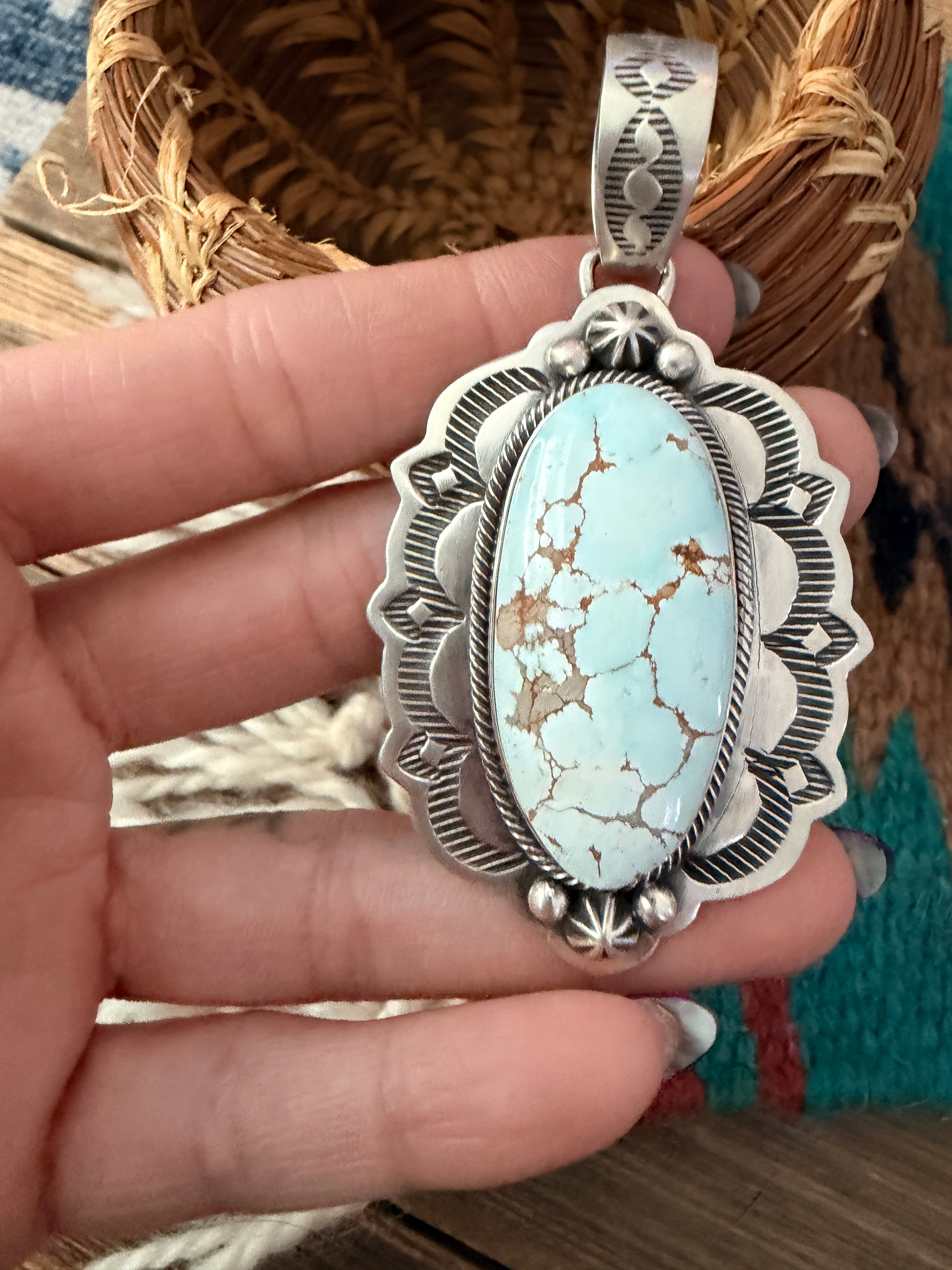 Handcrafted Sterling Silver & Dry Creek Turquoise Pendant by Randy Boyd