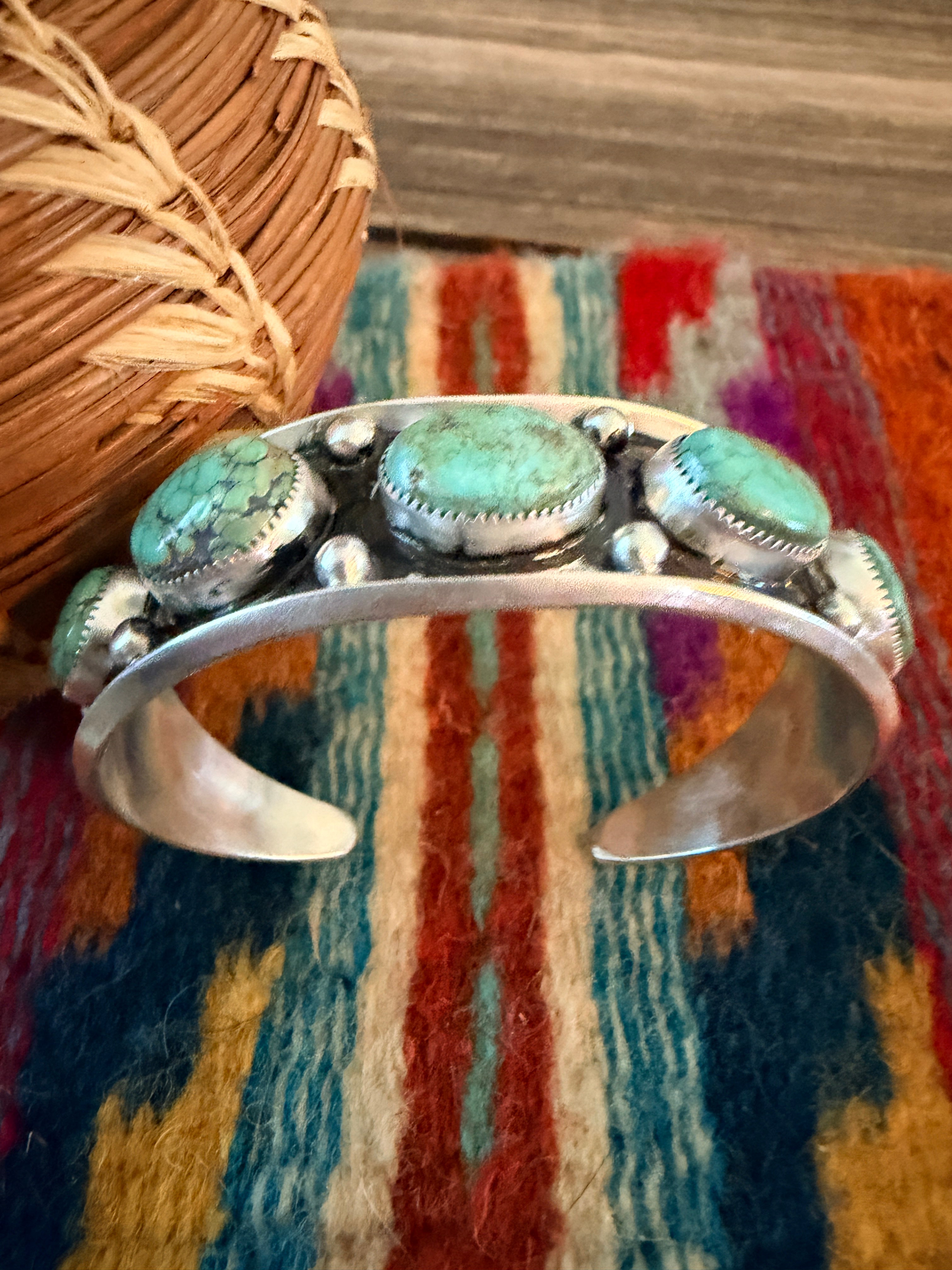 Handcrafted Royston Turquoise & Sterling Silver Cuff Bracelet by Paul Largo