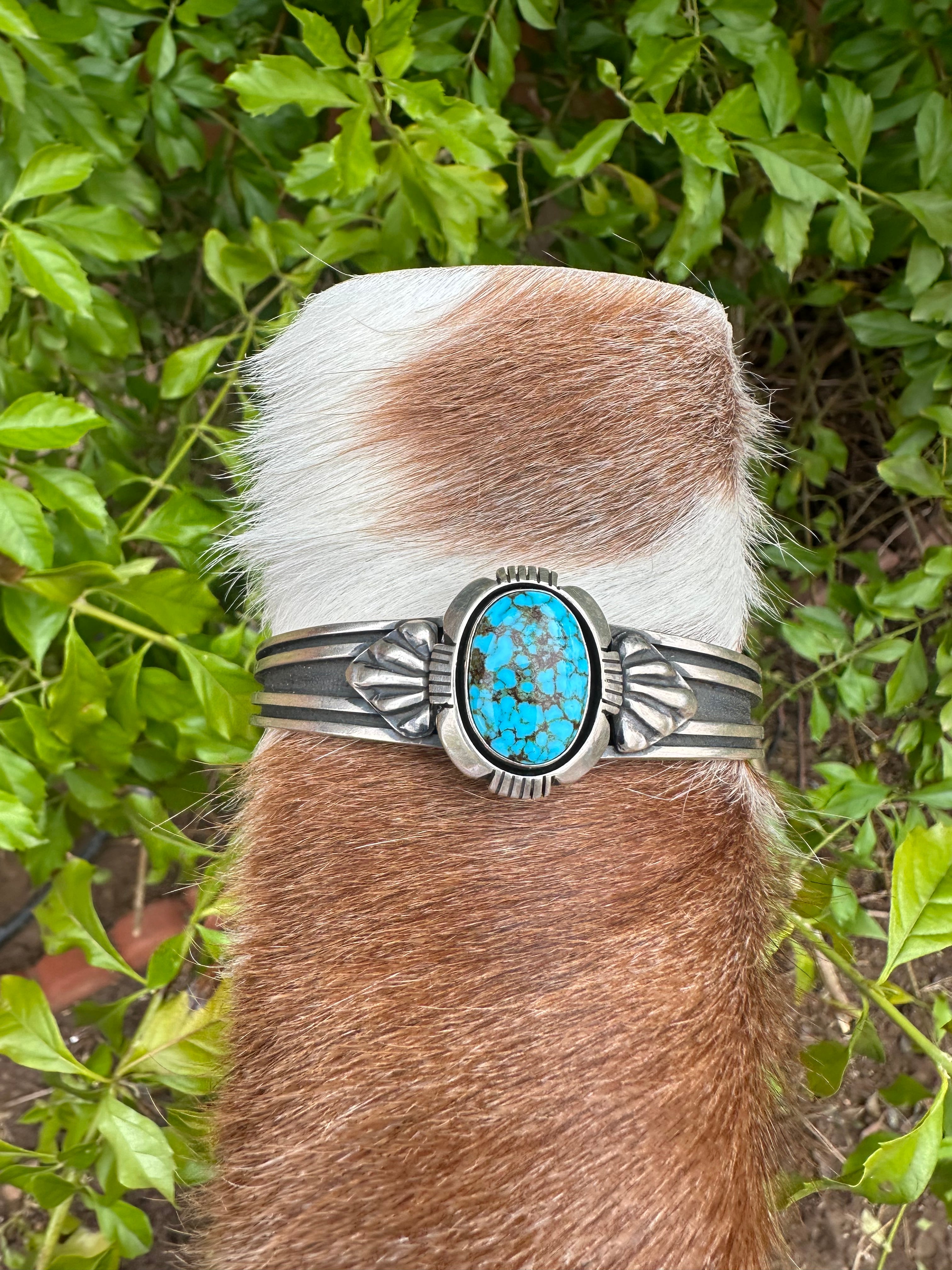 Beautiful Handcrafted Sterling Turquoise Bracelet Cuff Signed