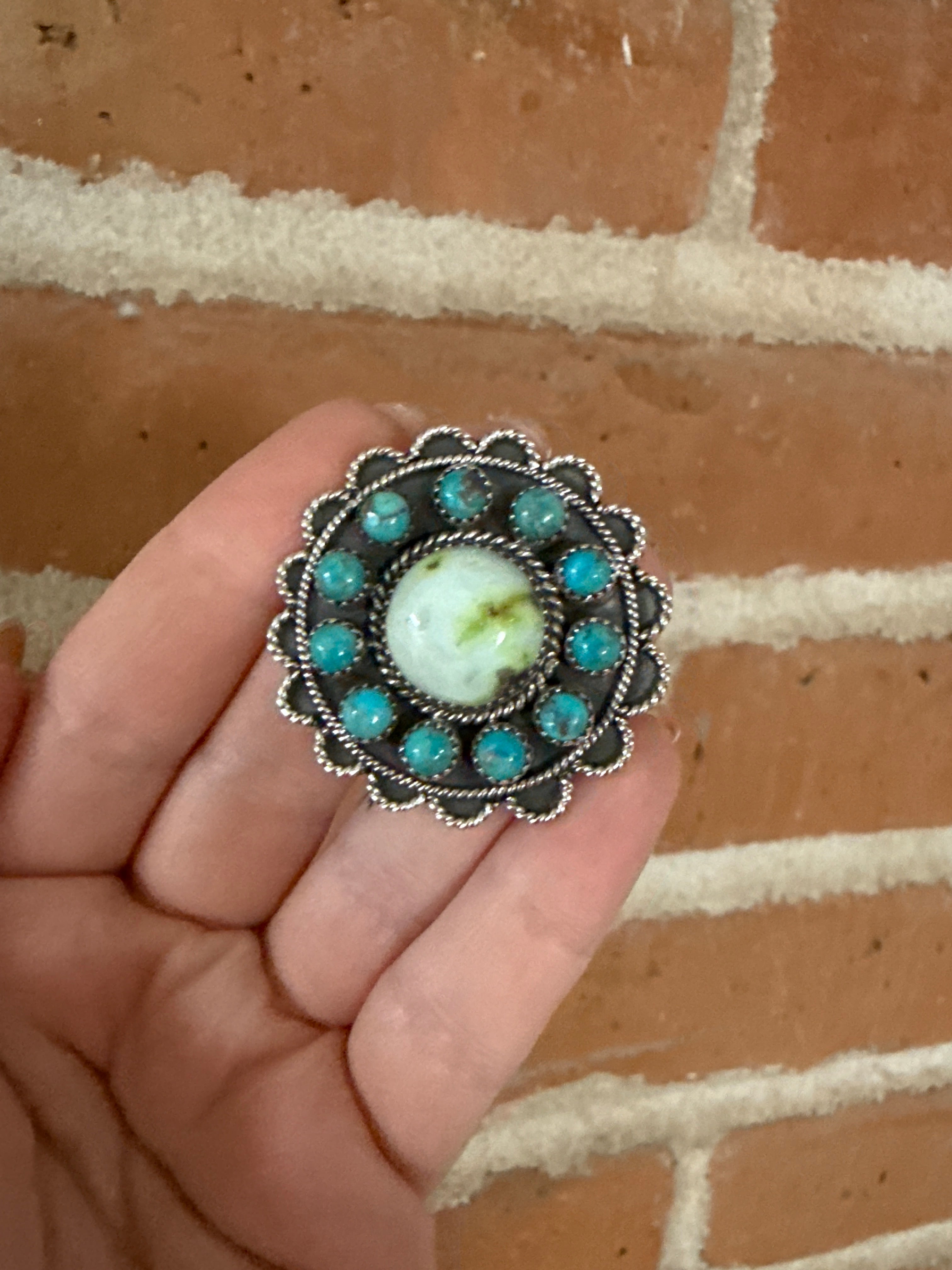 Handmade Kingman & Palomino Turquoise Sterling Adjustable Ring