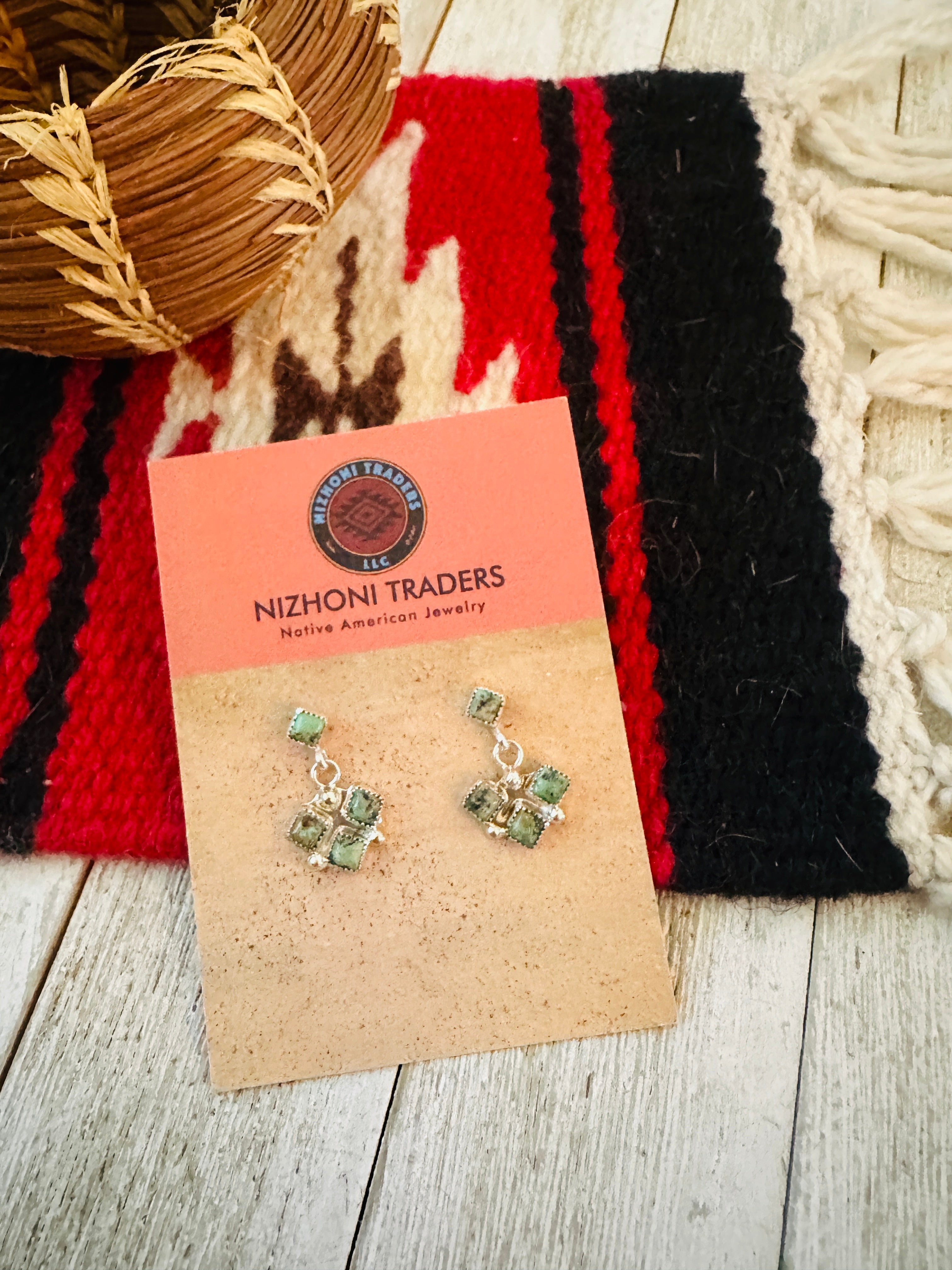 Handcrafted Turquoise & Sterling Silver Dangle Earrings