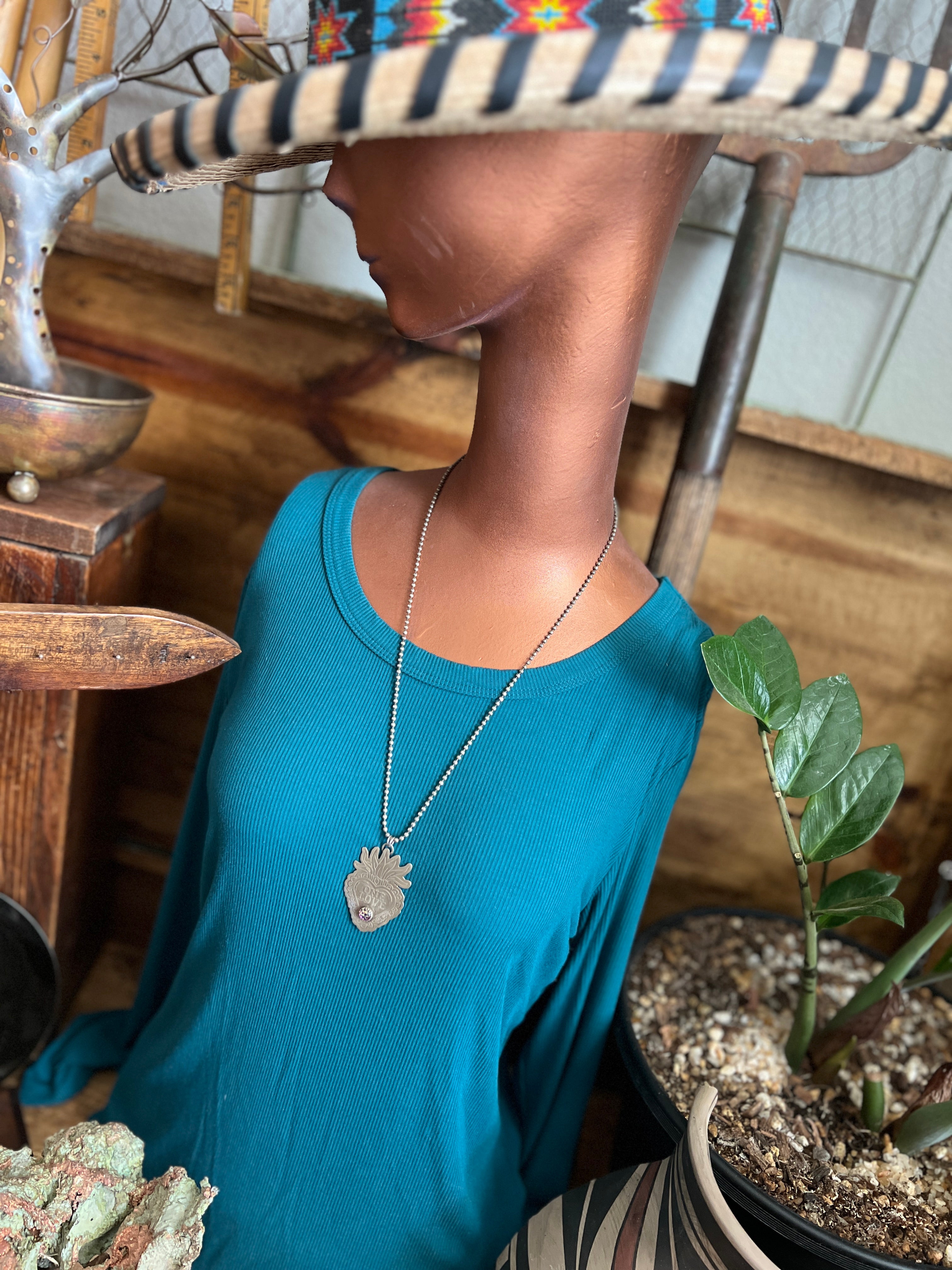 Tularosa Sterling Silver ‘One Love’ Sacred Heart Necklace