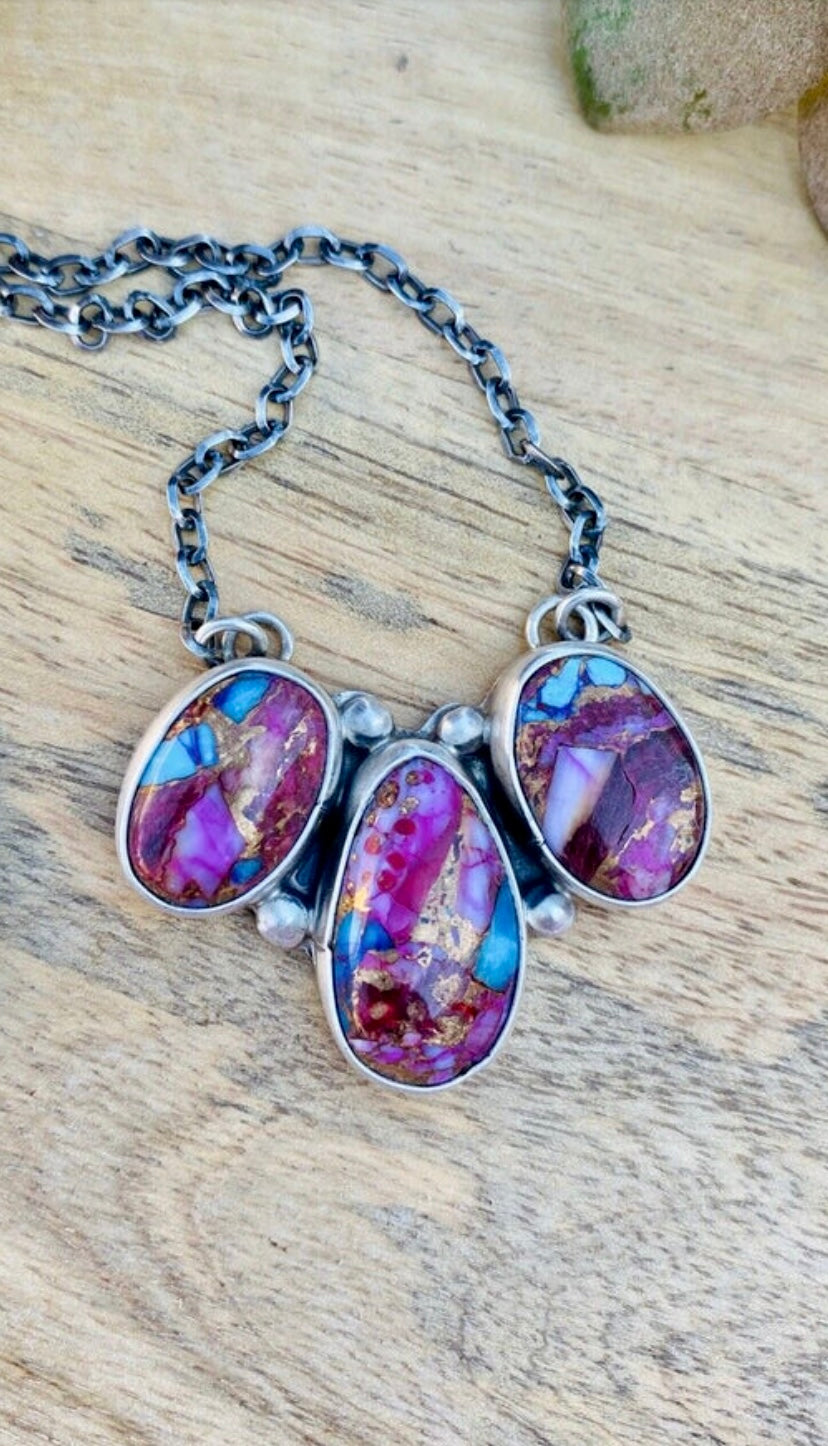 Handcrafted Sterling Silver & Pink Dream Mohave Necklace Signed