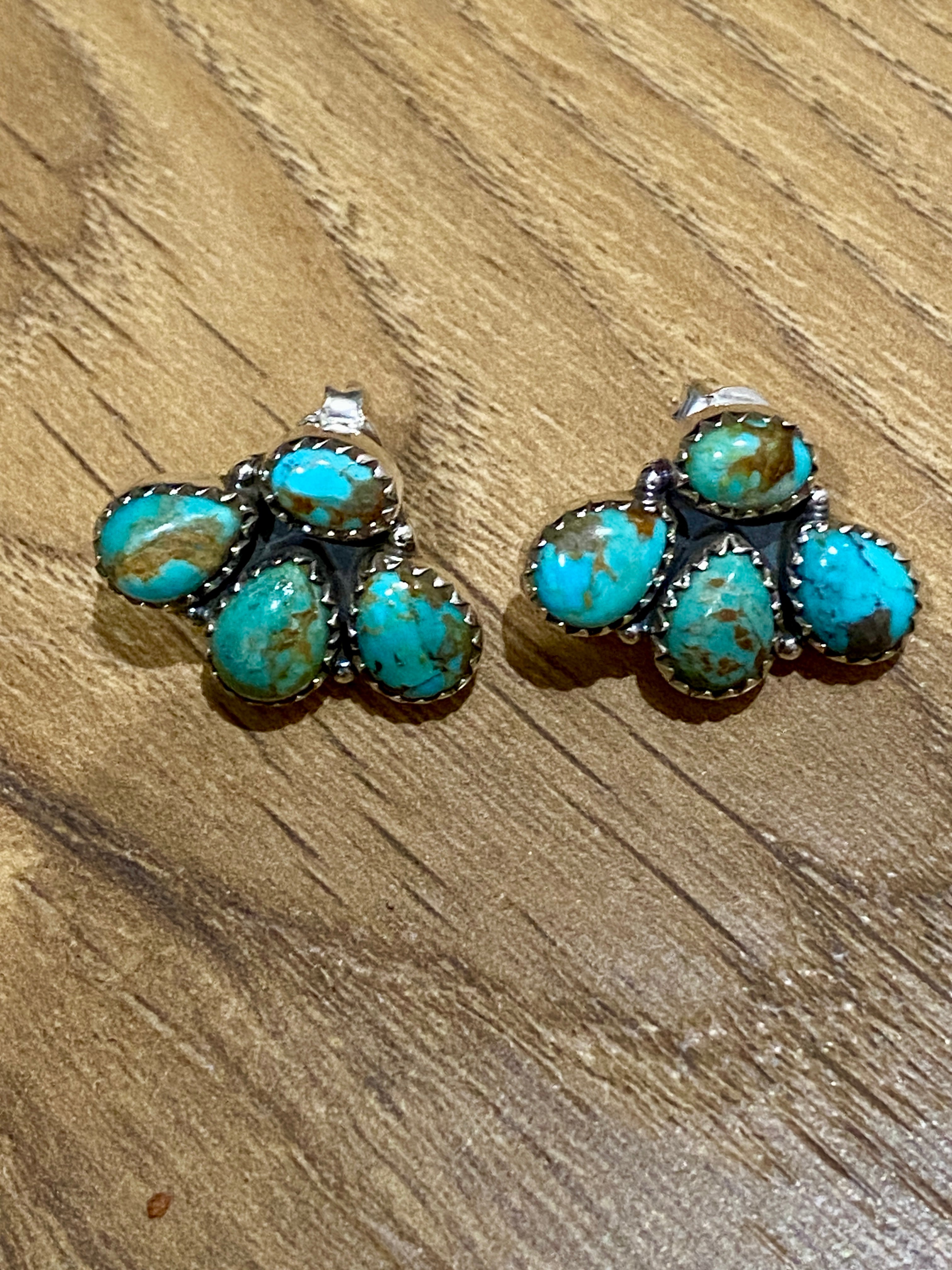 Nizhoni “The Backroads” MINIS Turquoise & Sterling Silver 4 Stone Earrings Handmade