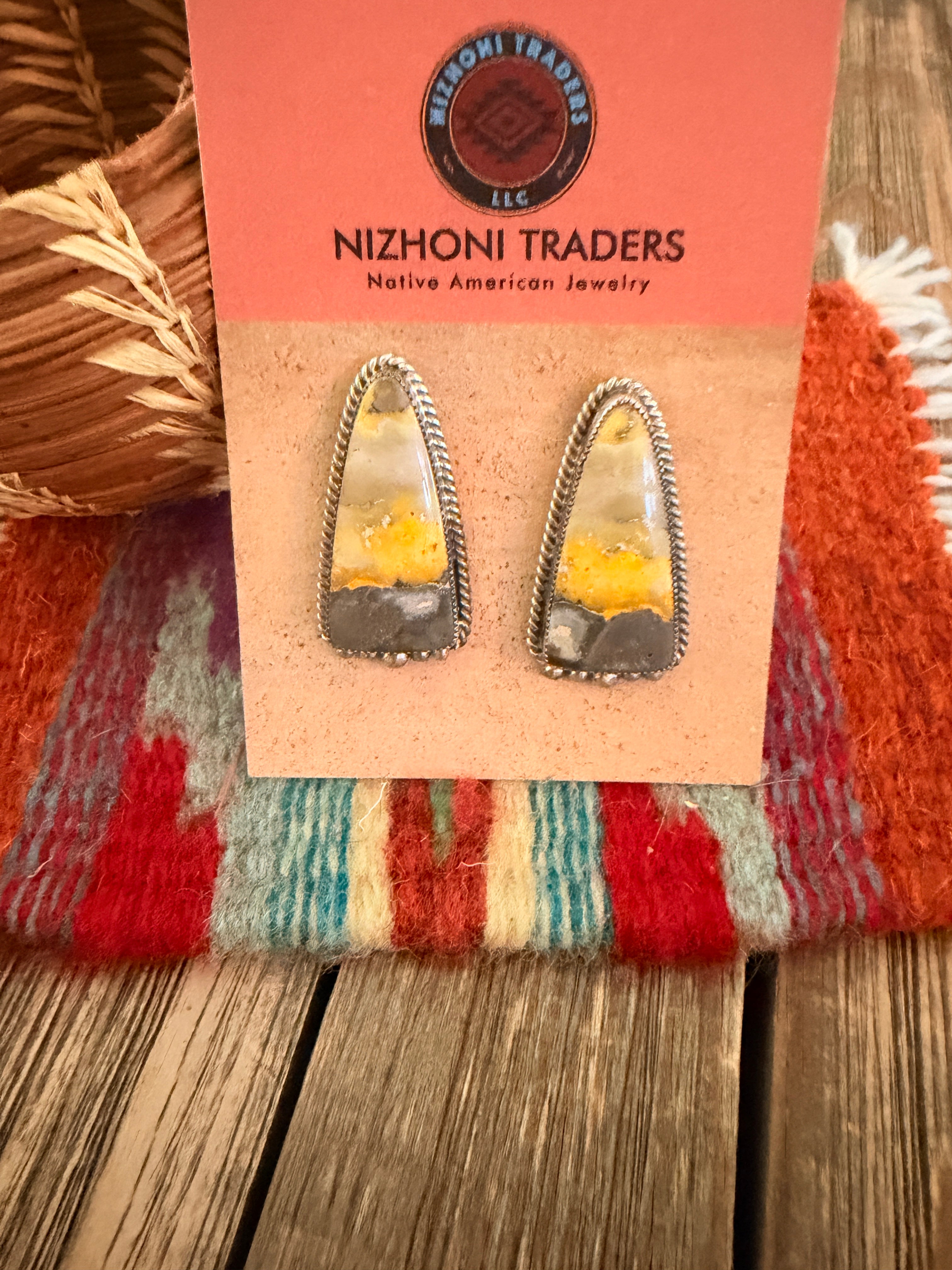 Handcrafted Bumblebee & Sterling Silver Post Earrings