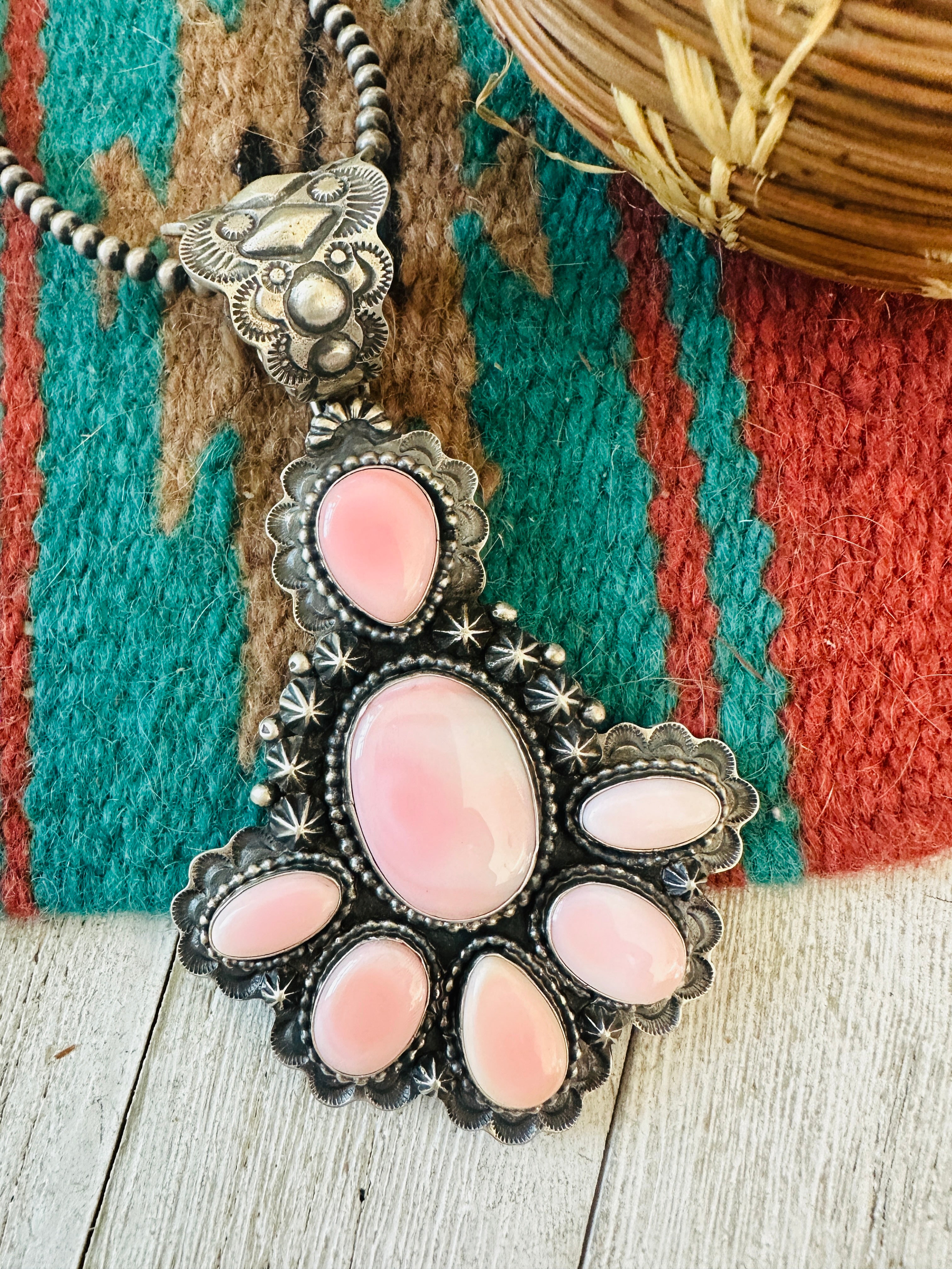 Handcrafted Sterling Silver & Queen Pink Conch Pendant by Shawn Cayatineto