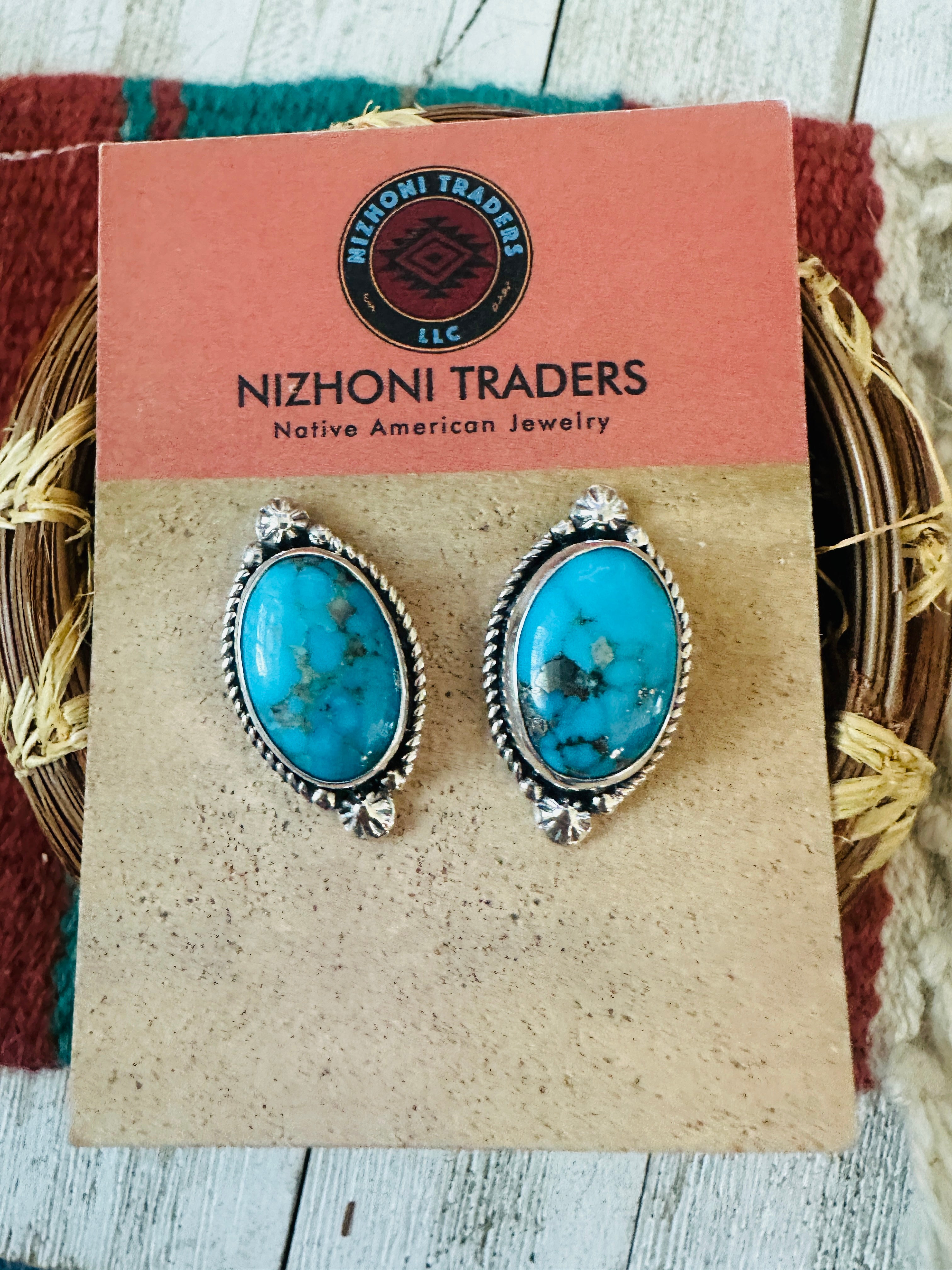 Handcrafted Sterling Silver & Turquoise Post Earrings