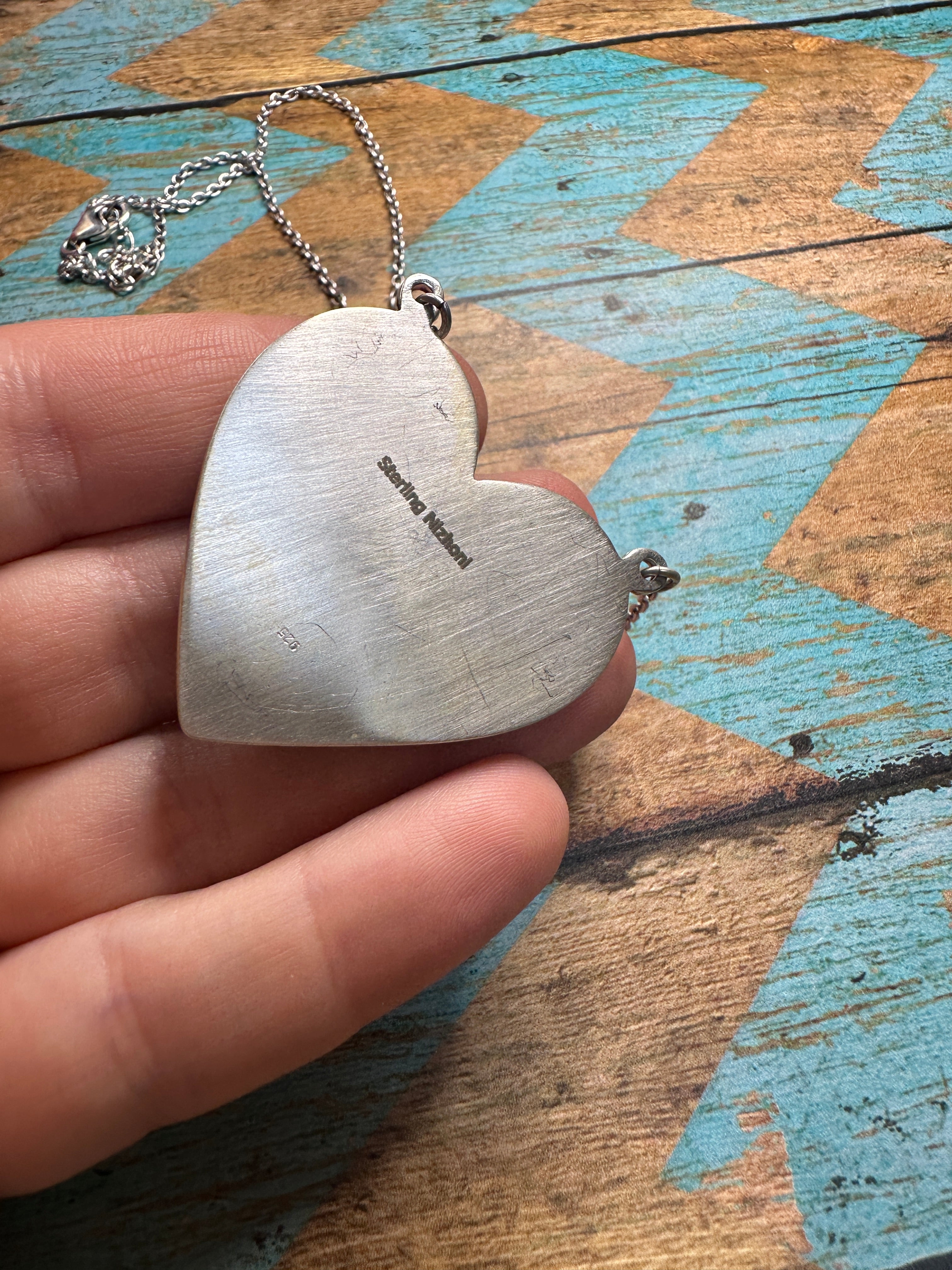 Handmade Sonoran Mountain Turquoise & Sterling Silver Heart Necklace