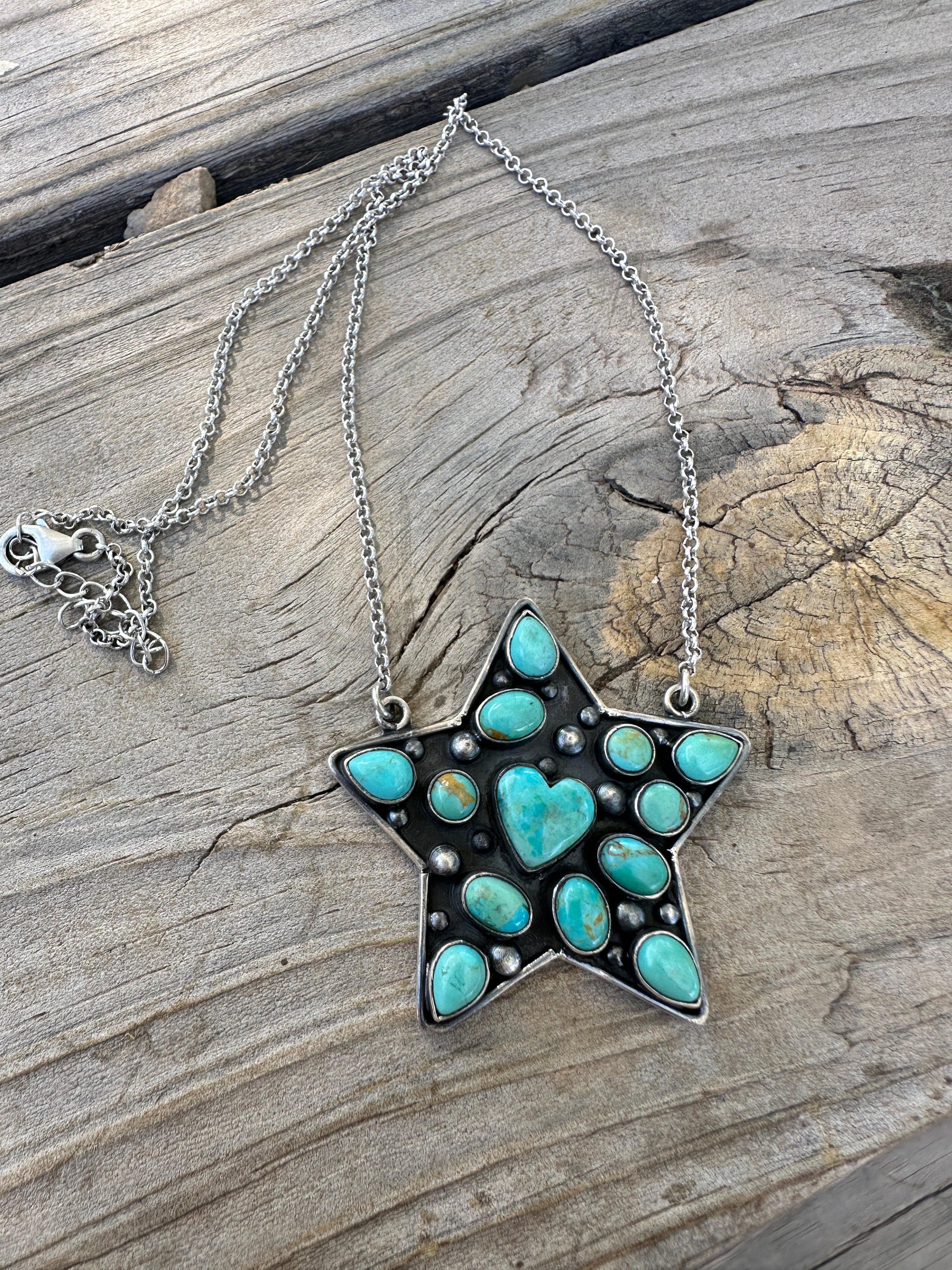 Handmade Sterling Silver & Turquoise Star Necklace