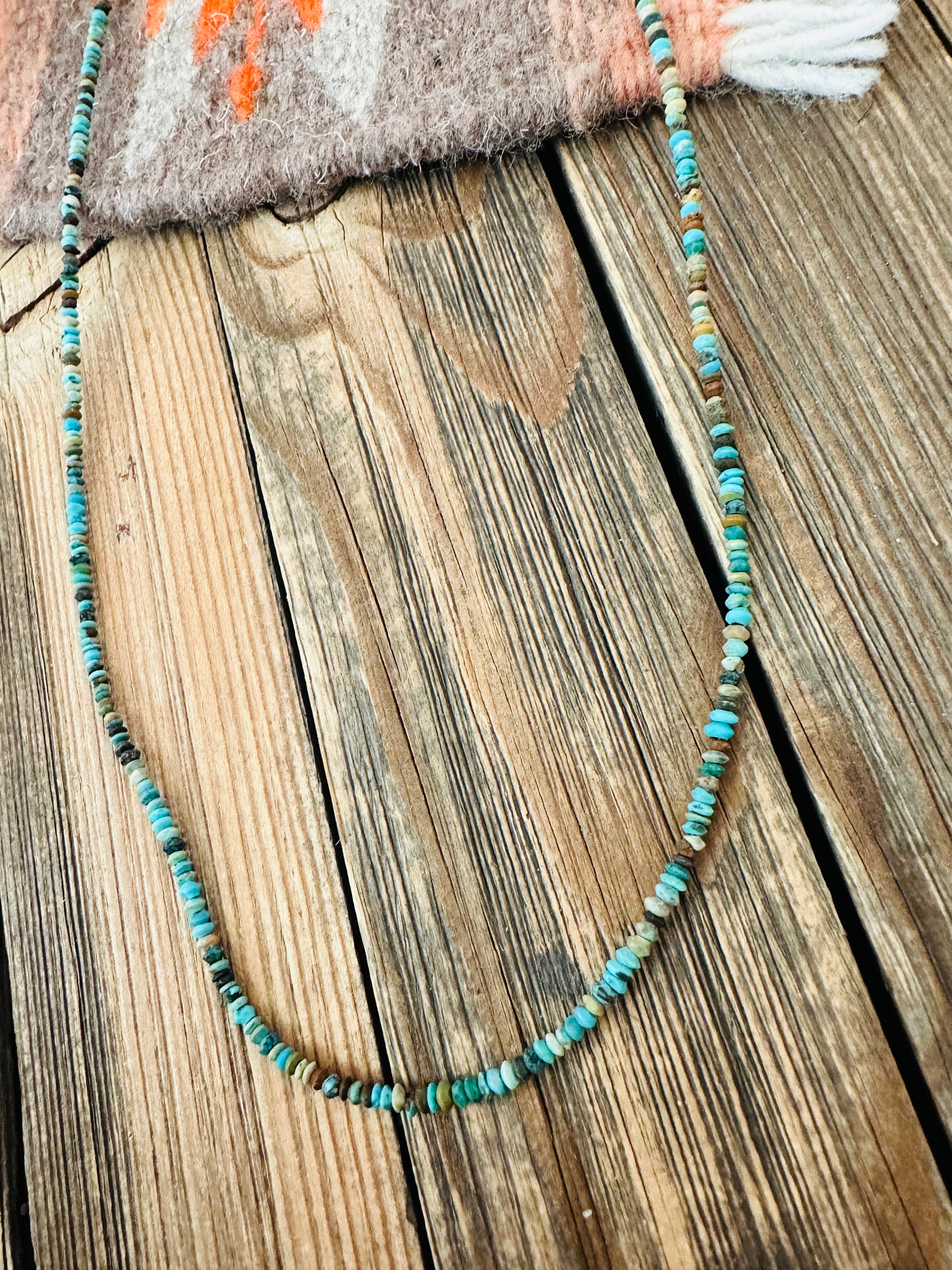 Handcrafted Turquoise and Sterling Silver Beaded Necklace