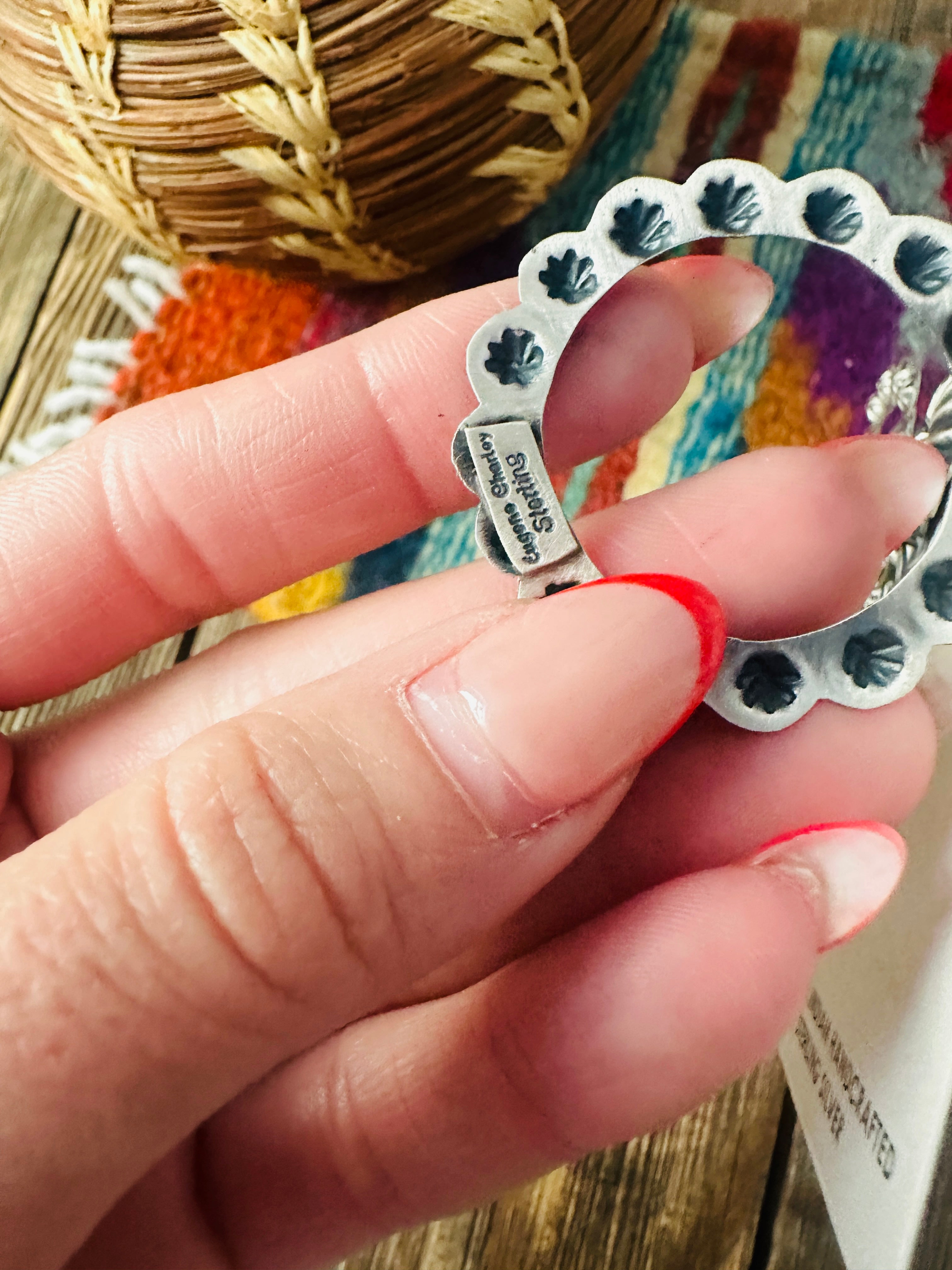 Handcrafted Sterling Silver Concho Dangle Earrings by Eugene Charley