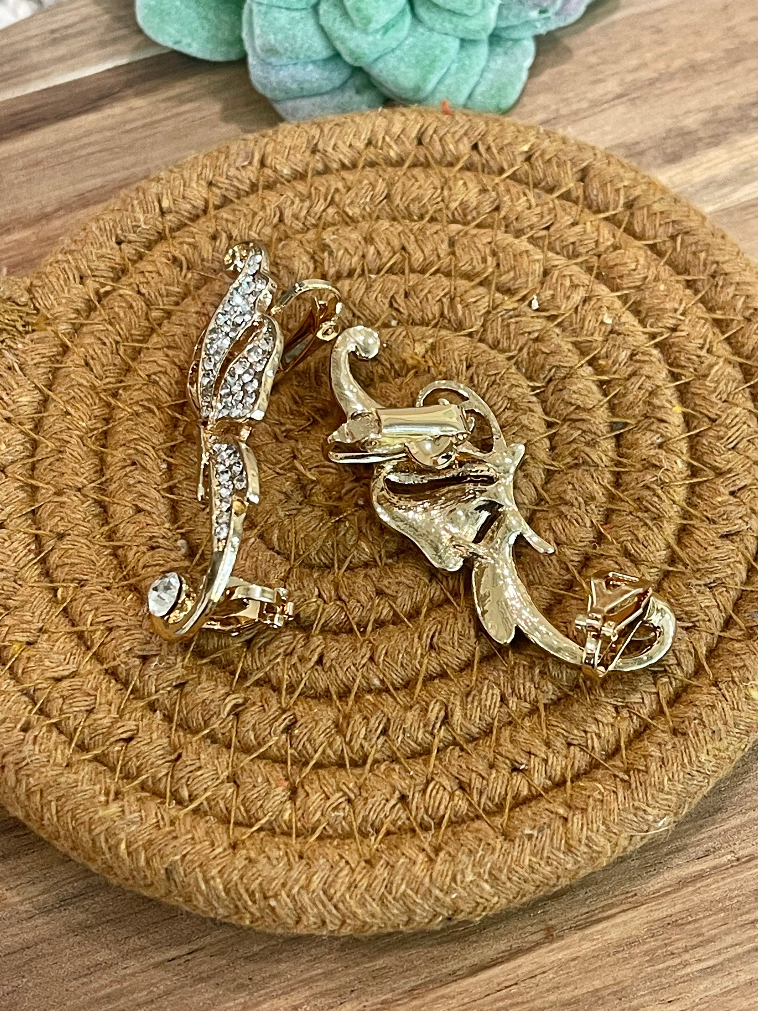 Vintage Gold Plated Clip On Earrings