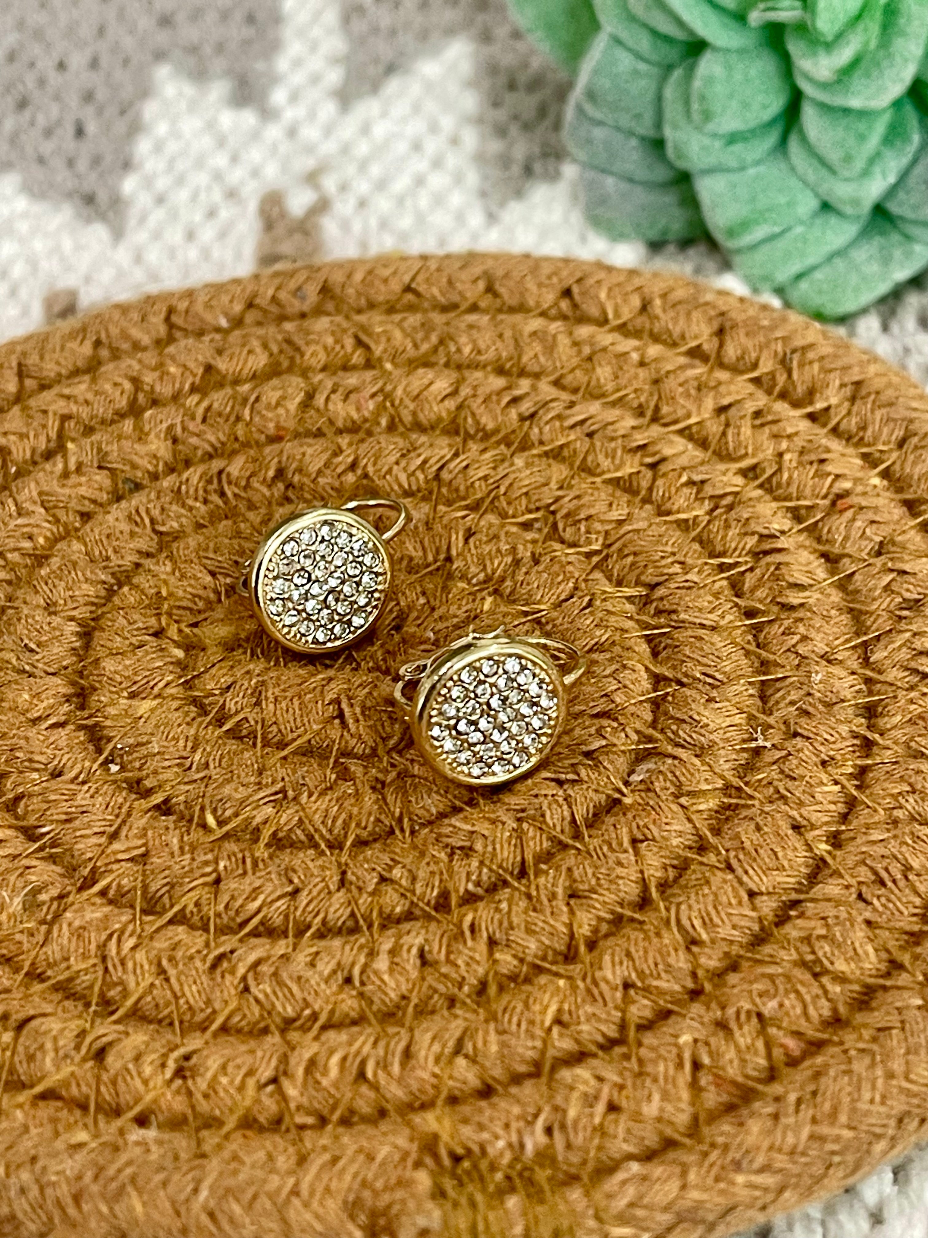 Vintage Gold Plated Round Dangle Earrings