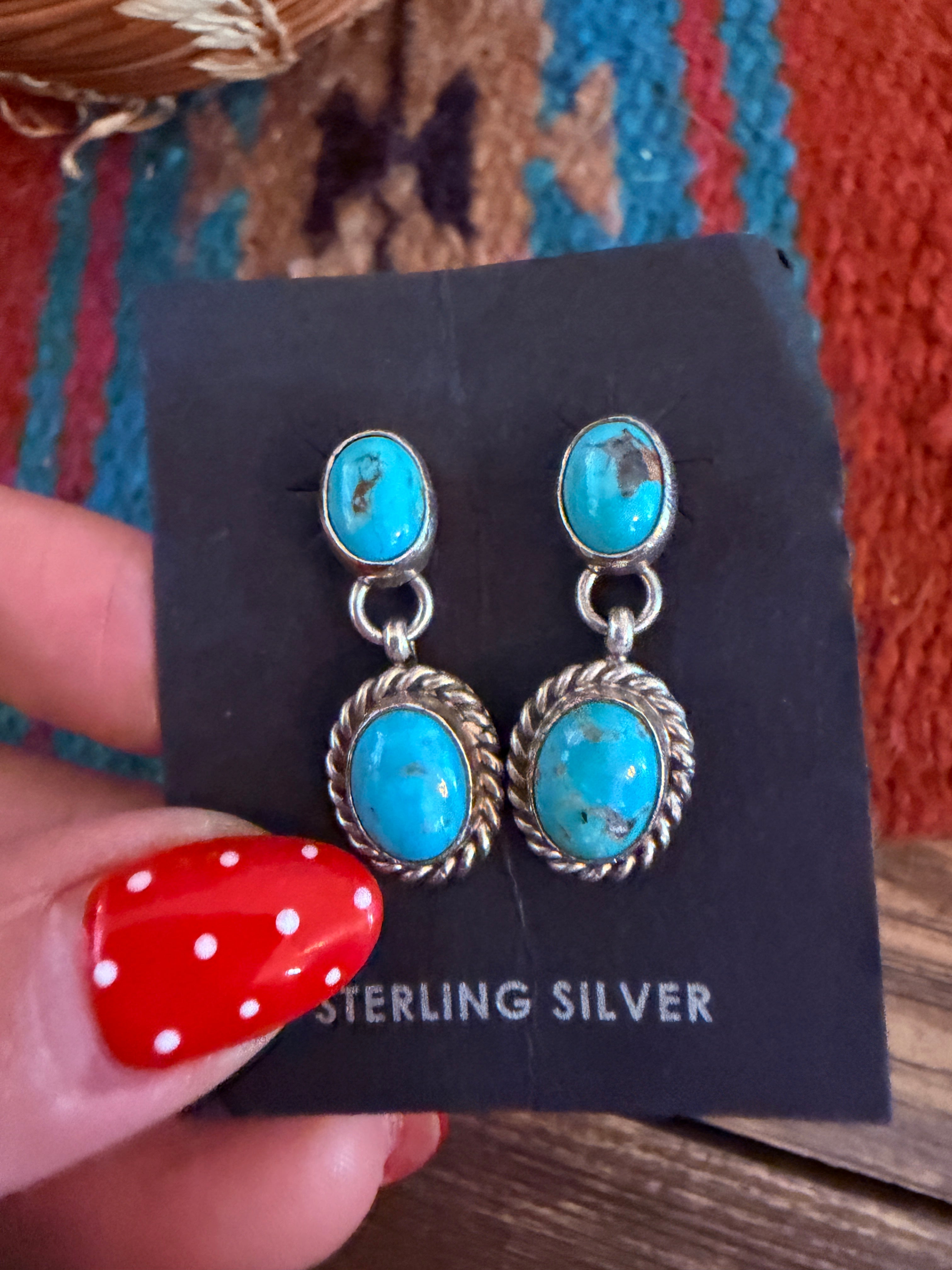 Handcrafted Turquoise & Sterling Silver Dangle Earrings