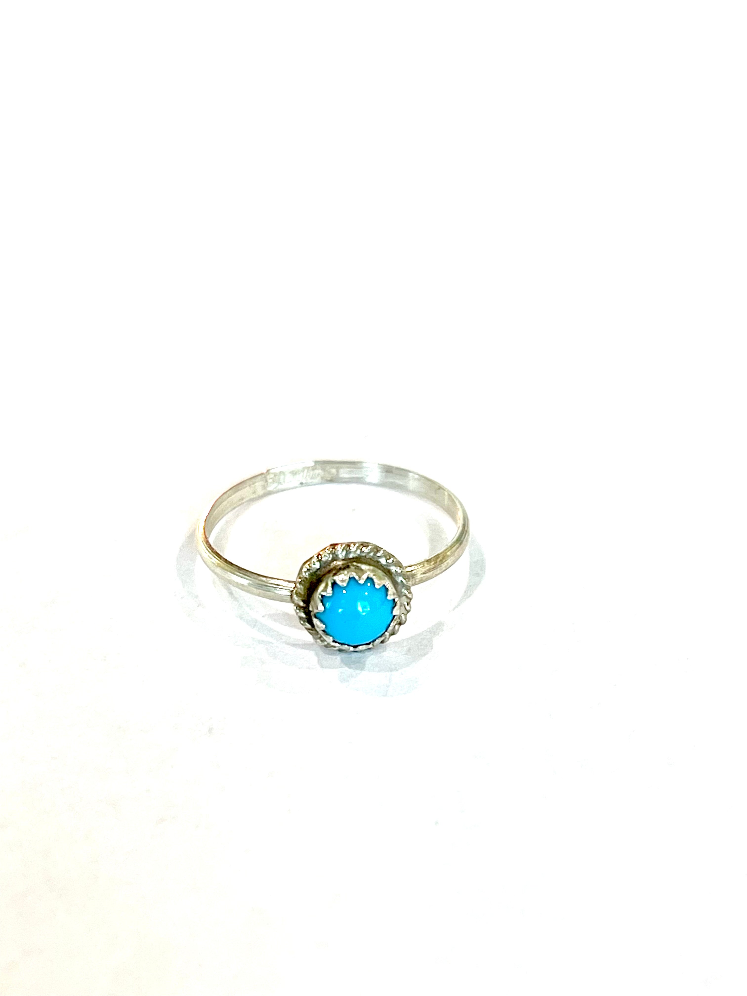 Handmade Turquoise & Sterling Silver Dot Ring Sz 5.5