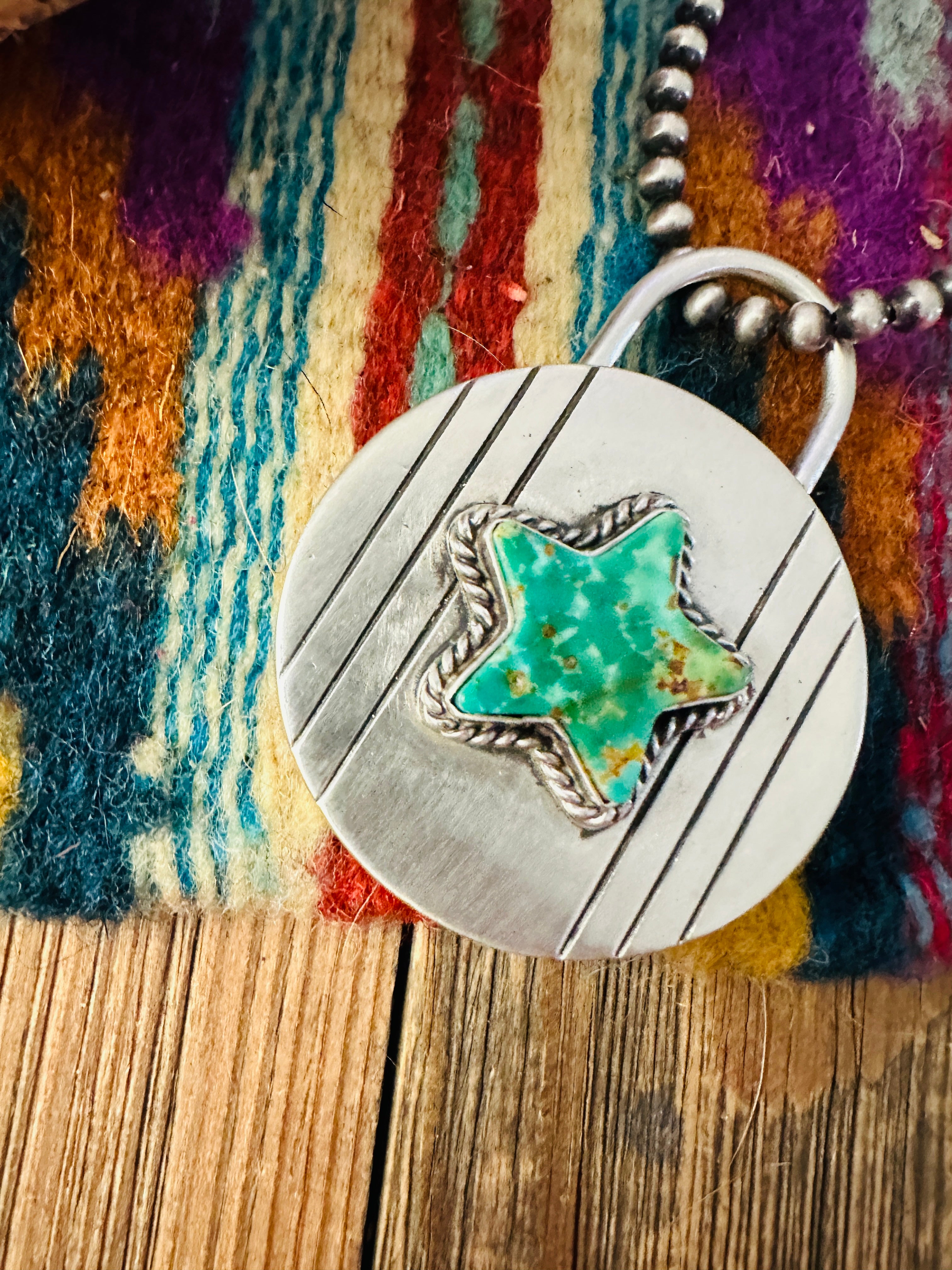 Handcrafted Turquoise & Sterling Silver Star Locket Style Pendant by Charles Johnson
