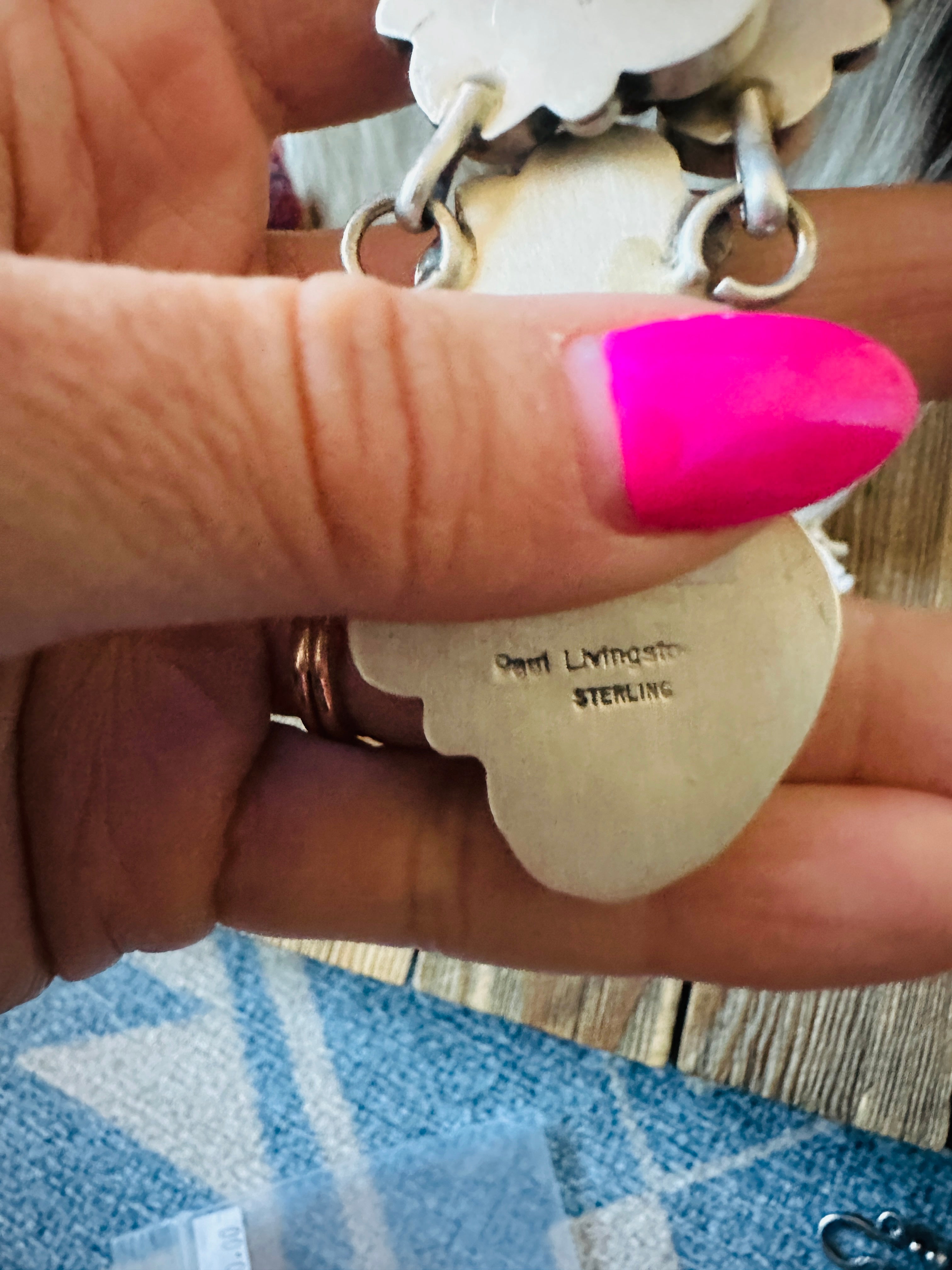 Handcrafted Multi Stone & Sterling Silver Cluster Necklace and Earring Set by Paul Livingston