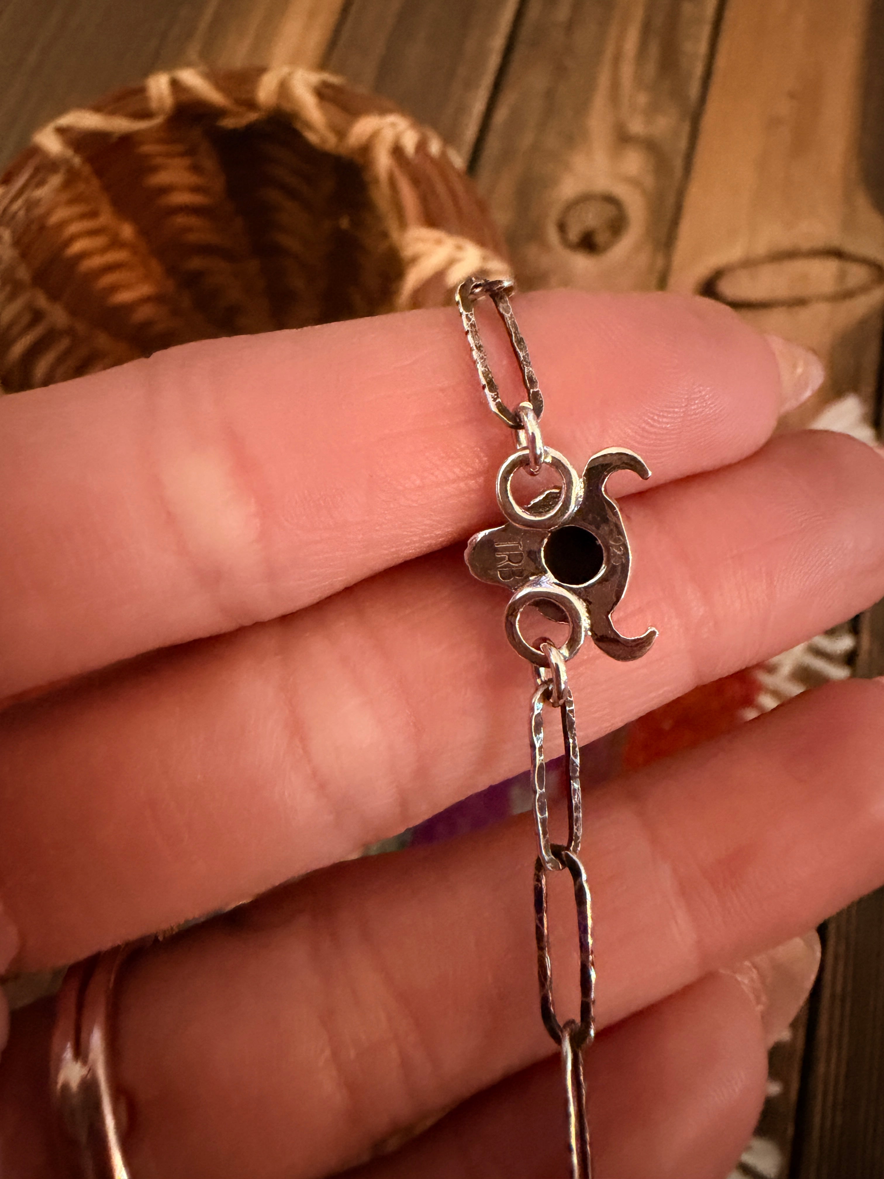 Handmade Sterling Silver and Turquoise Bullhead Link Bracelet