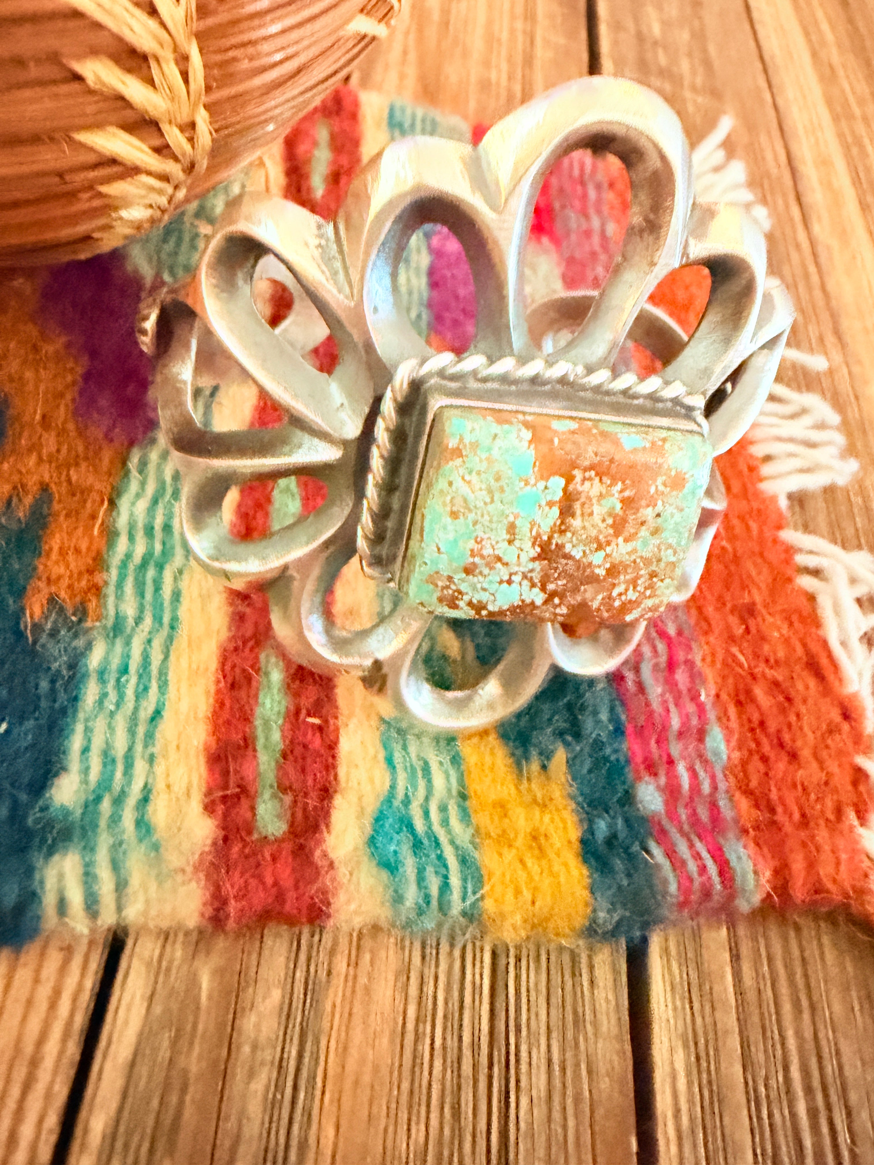 Handcrafted Sterling Silver & Number 8 Turquoise Cuff Bracelet by Chimney Butte