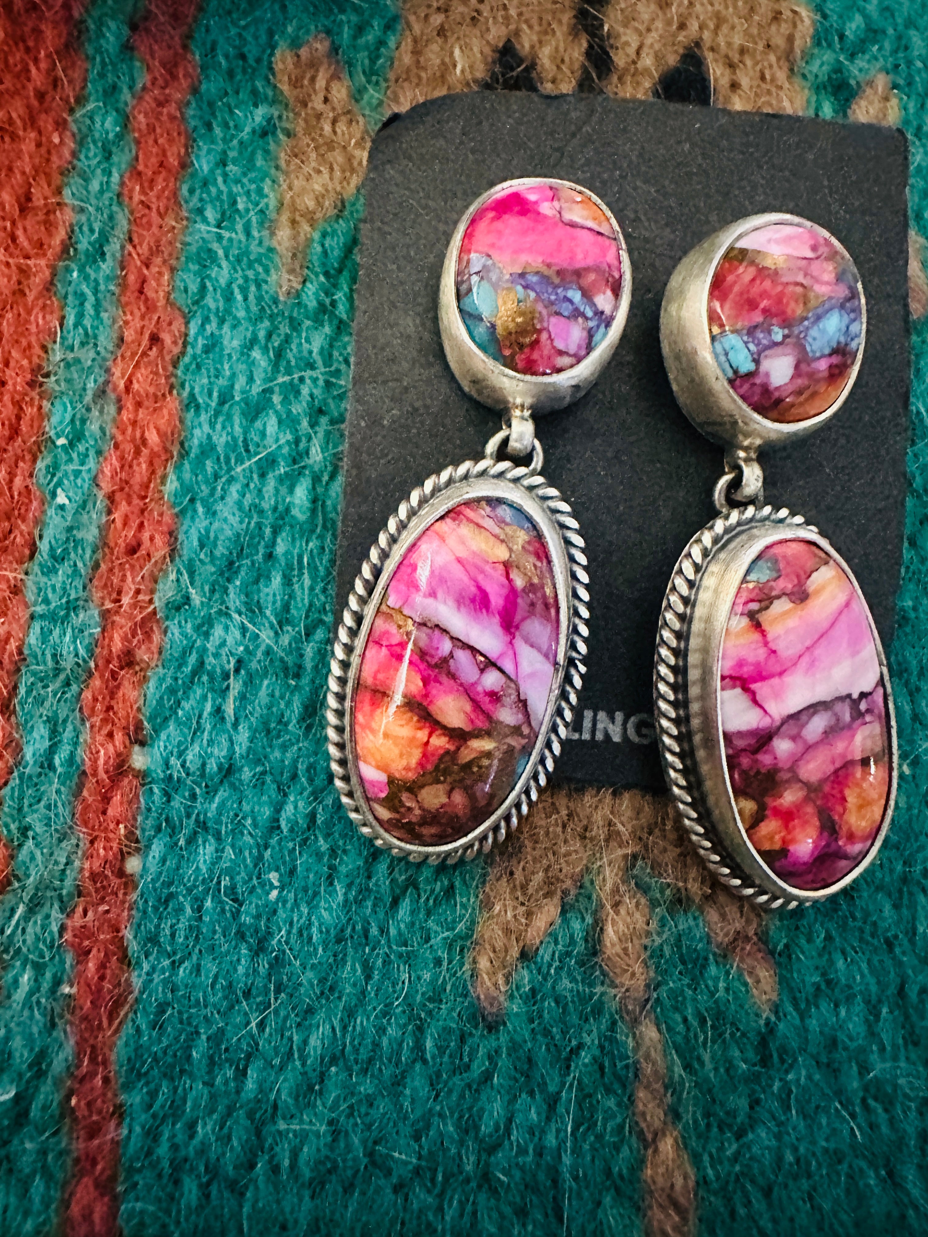 Handcrafted Pink Dream Mojave & Sterling Silver Dangle Earrings