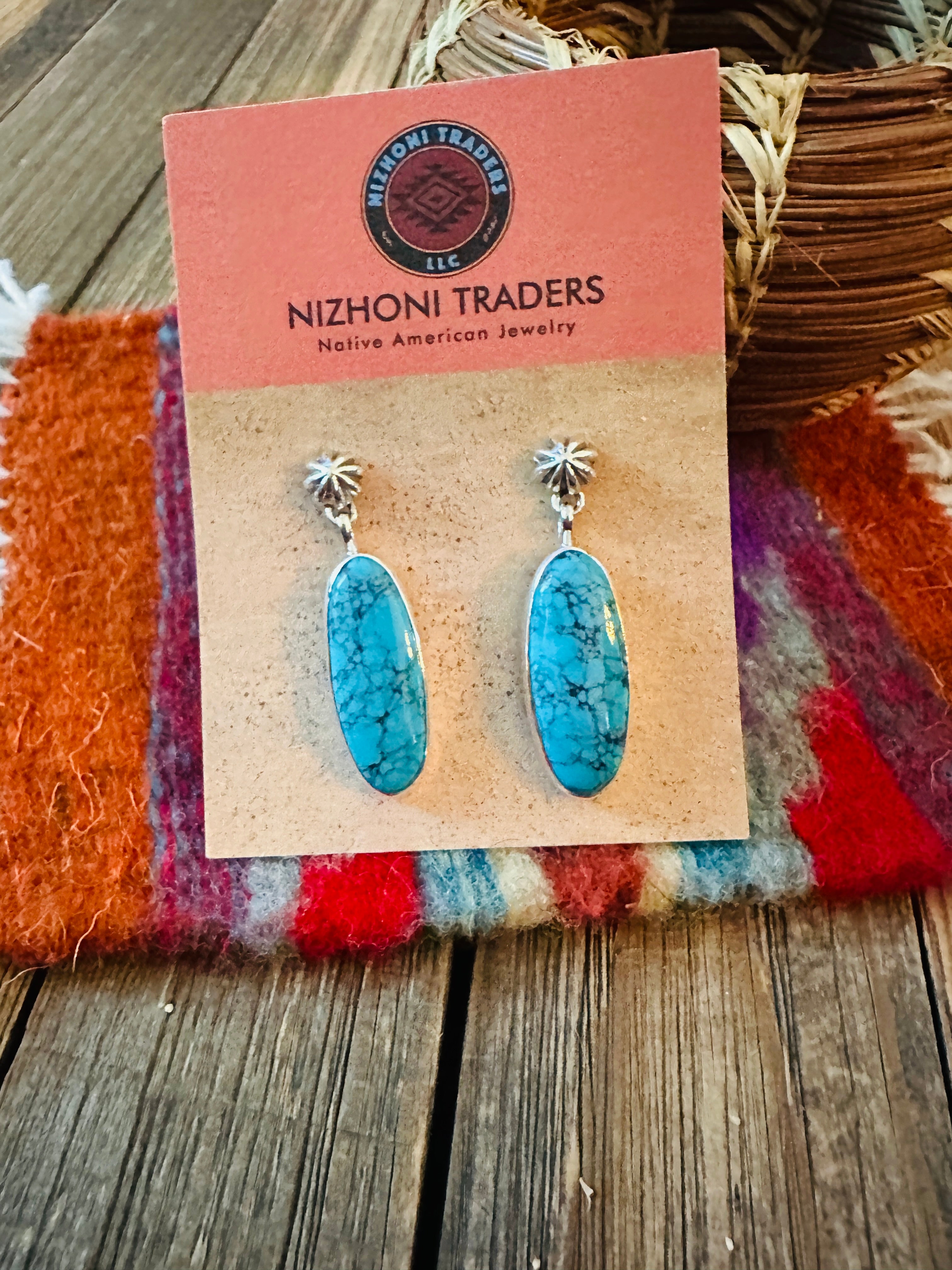 Handcrafted Kingman Turquoise & Sterling Silver Dangle Earrings