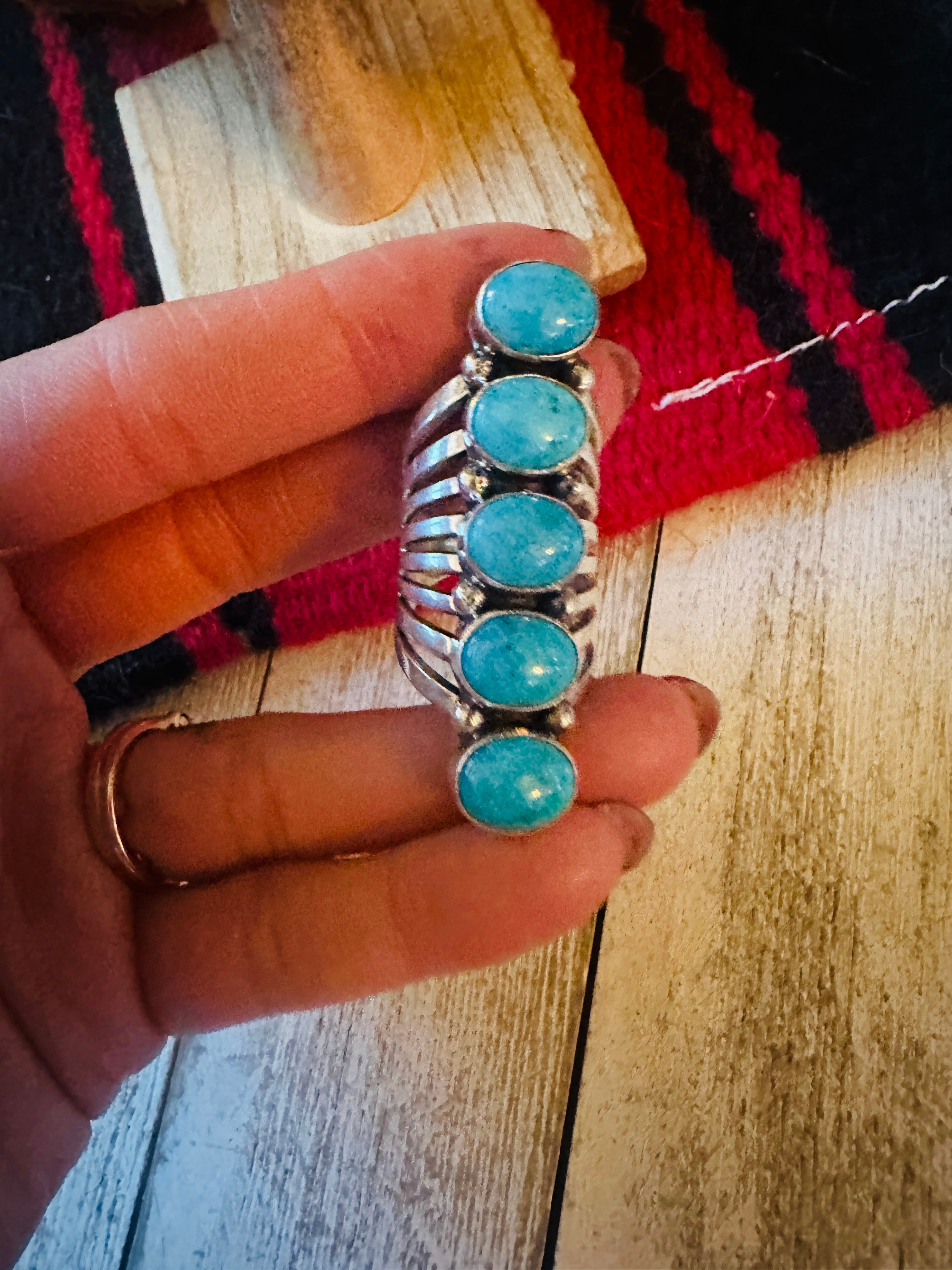 Handcrafted Turquoise & Sterling Silver Climber Ring