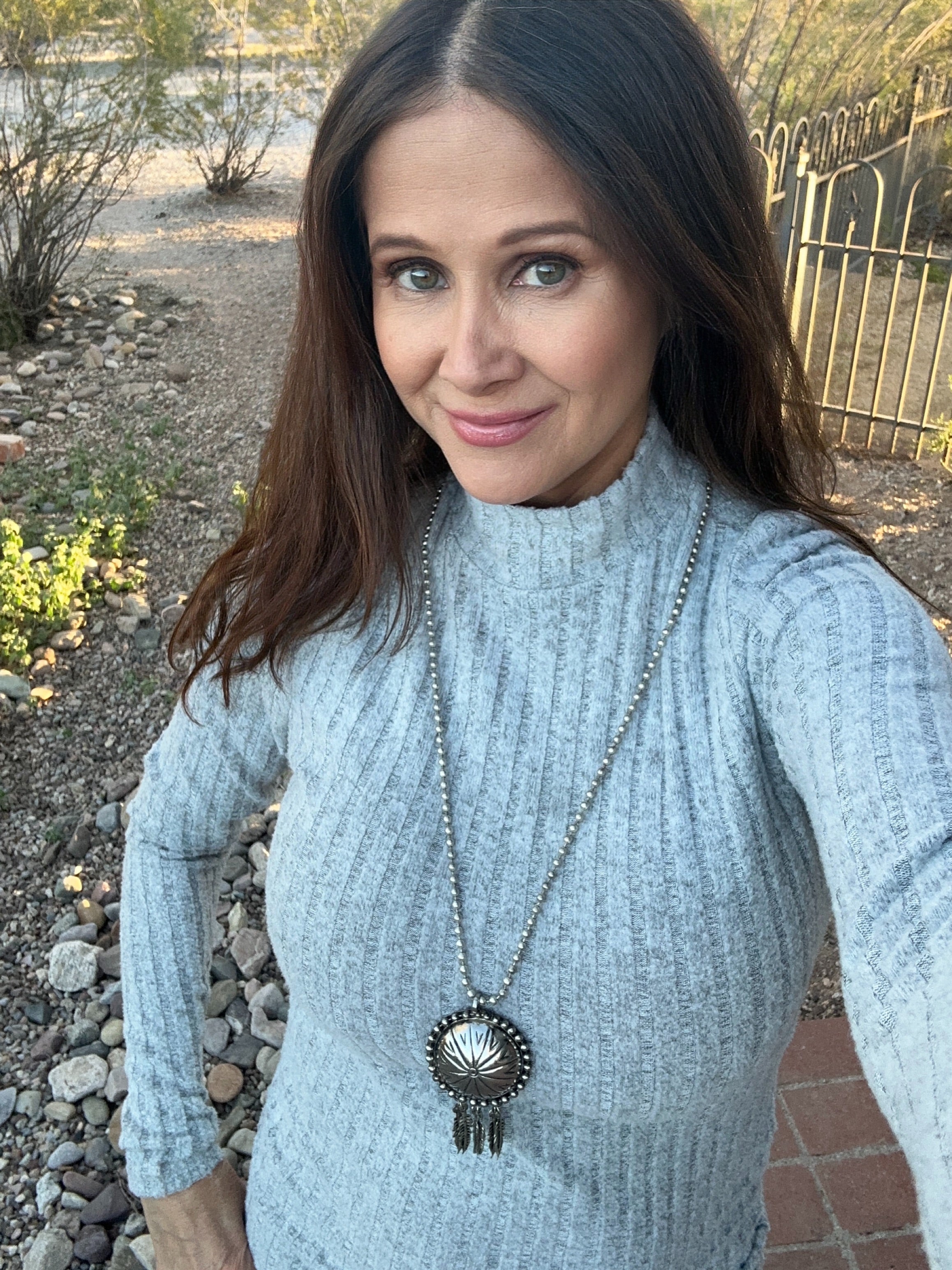 Vintage Silver Engraved Concho Feather Necklace