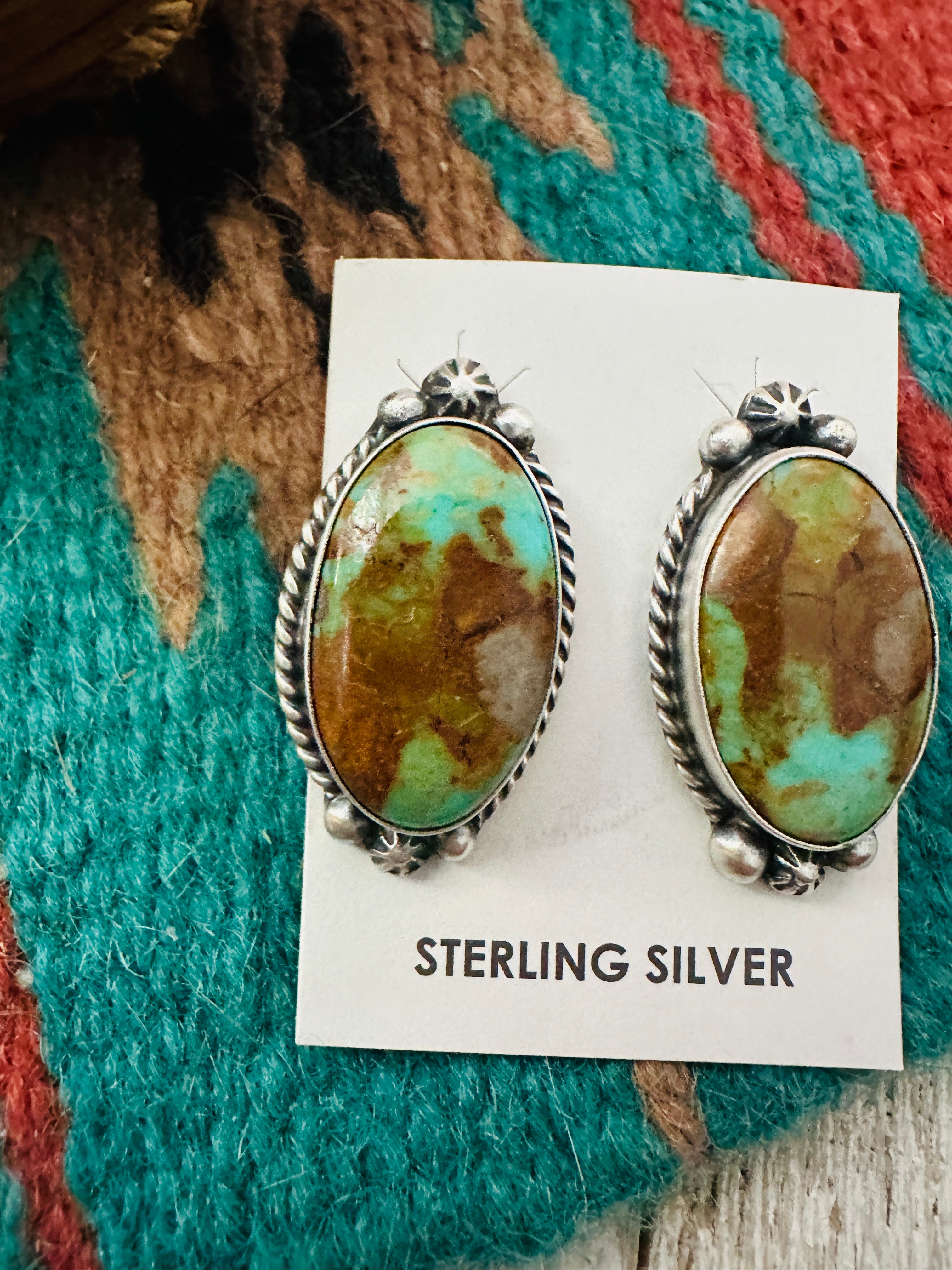 Handcrafted Turquoise & Sterling Silver Post Earrings